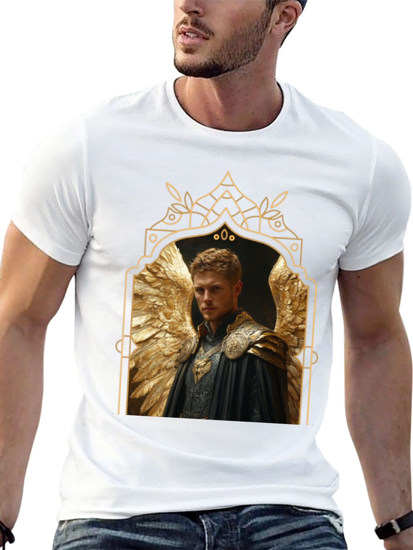 Angel Winged Warrior Black T-Shirt