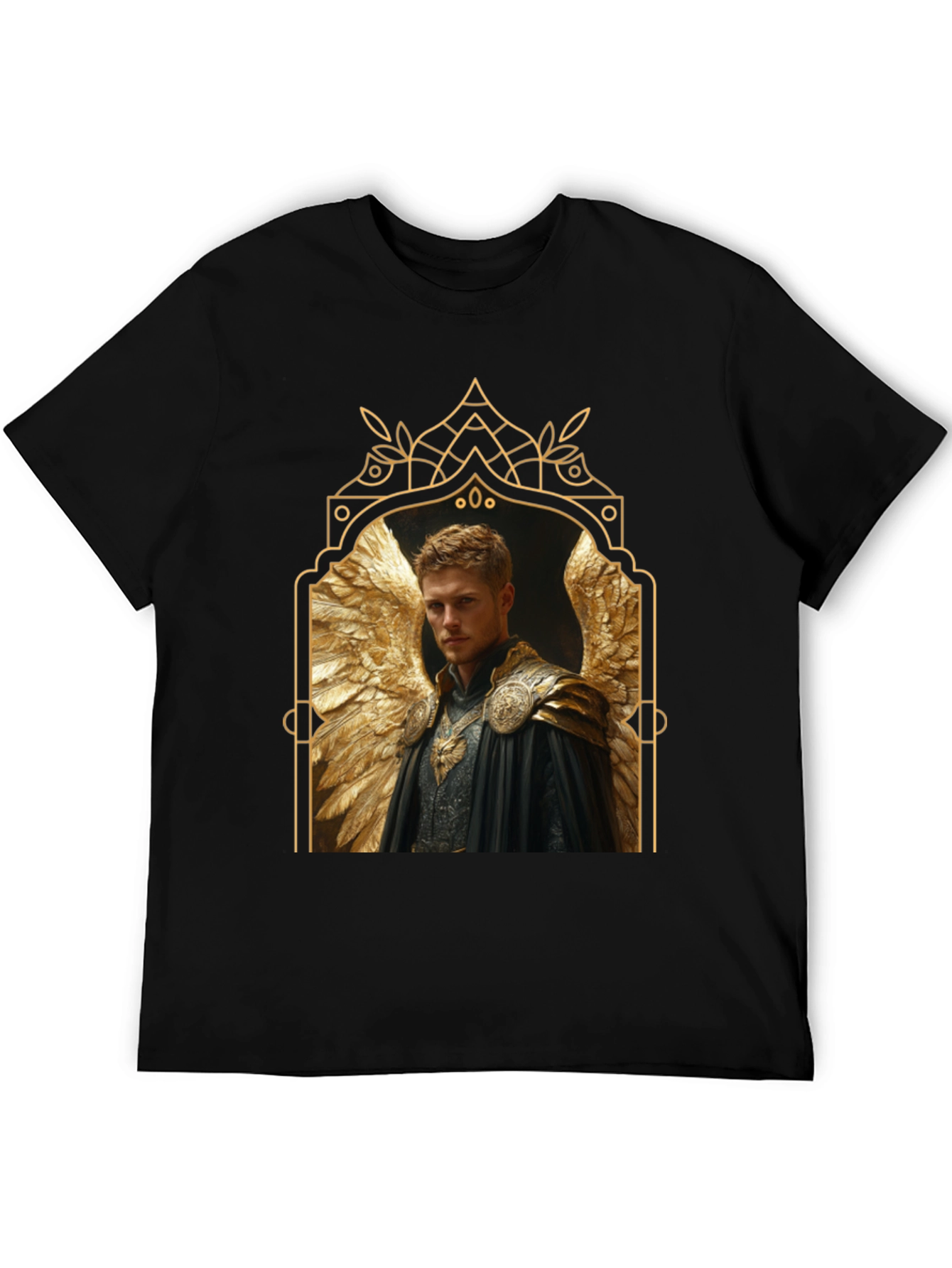 Angel Winged Warrior Black T-Shirt
