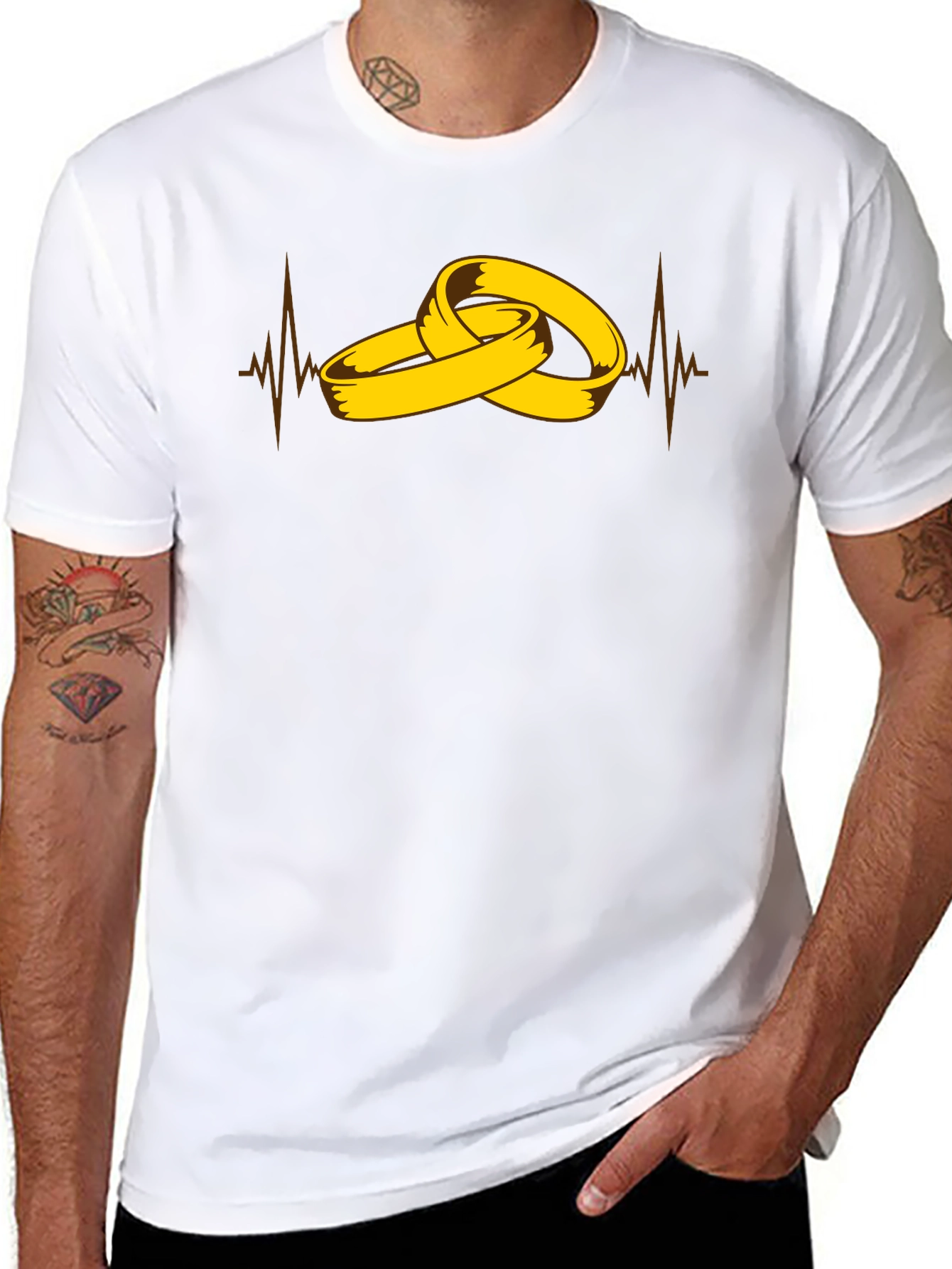 Wedding Rings Heartbeat Graphic Tee