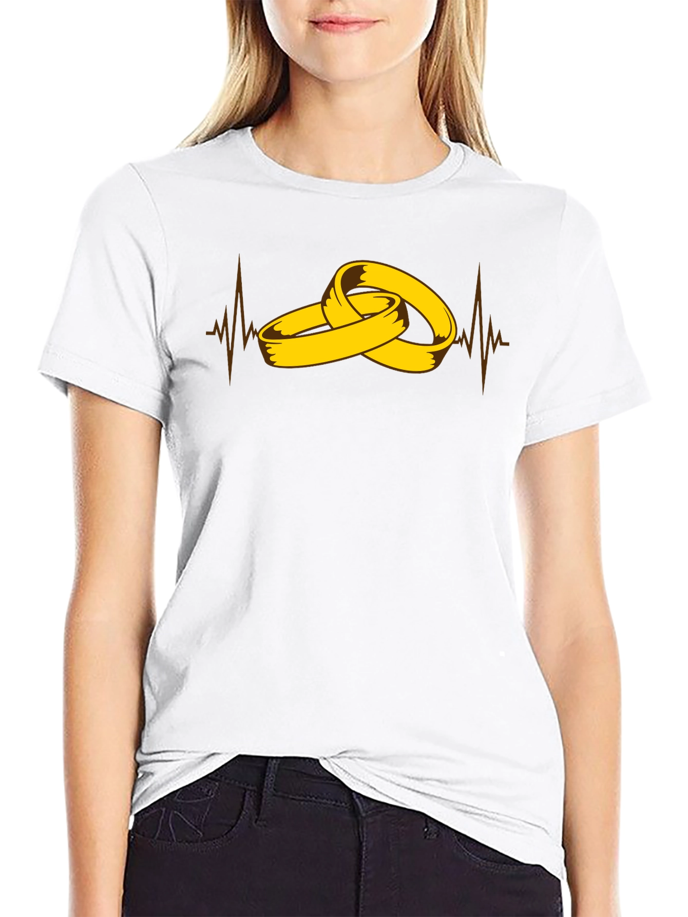 Wedding Rings Heartbeat Graphic Tee