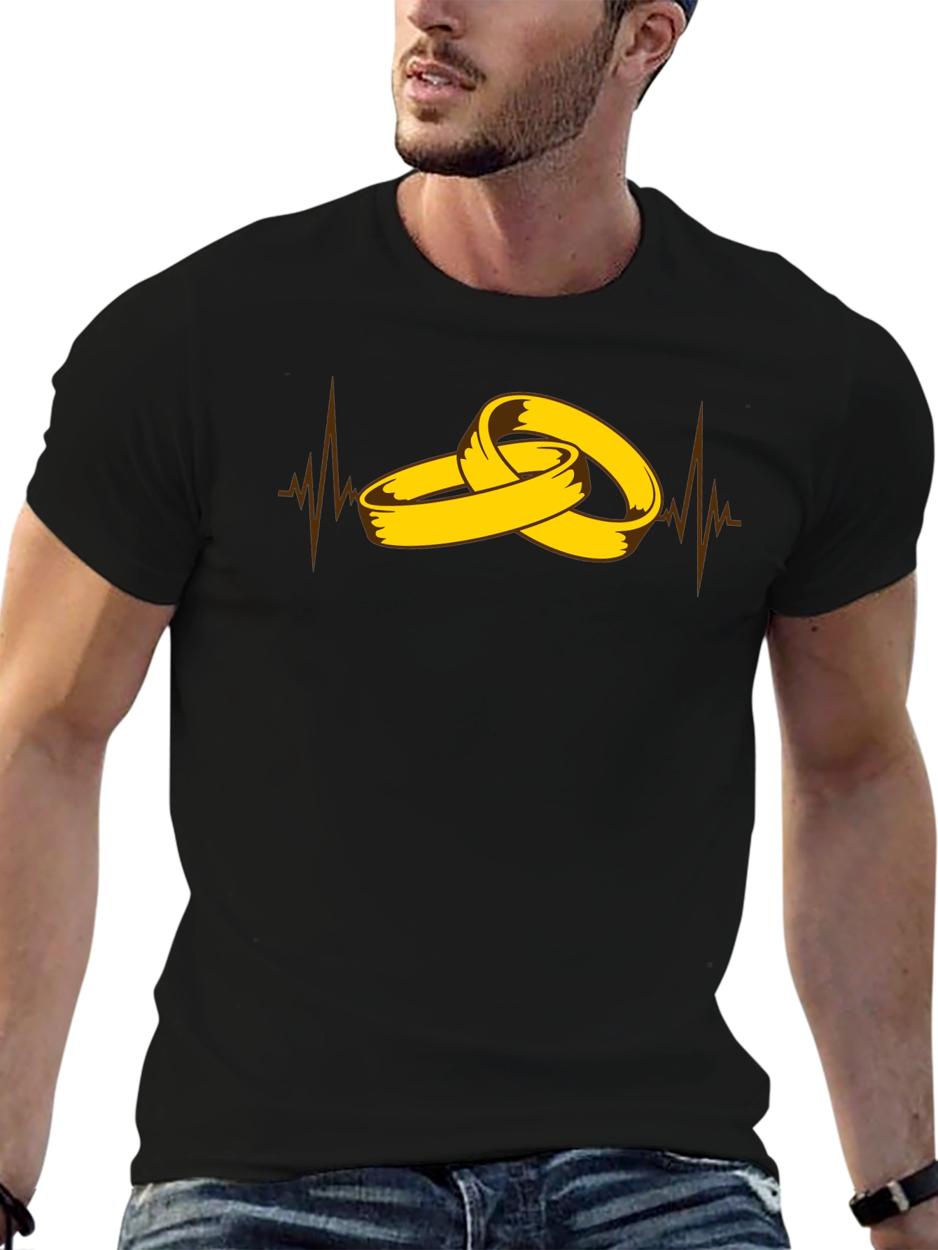 Wedding Rings Heartbeat Graphic Tee
