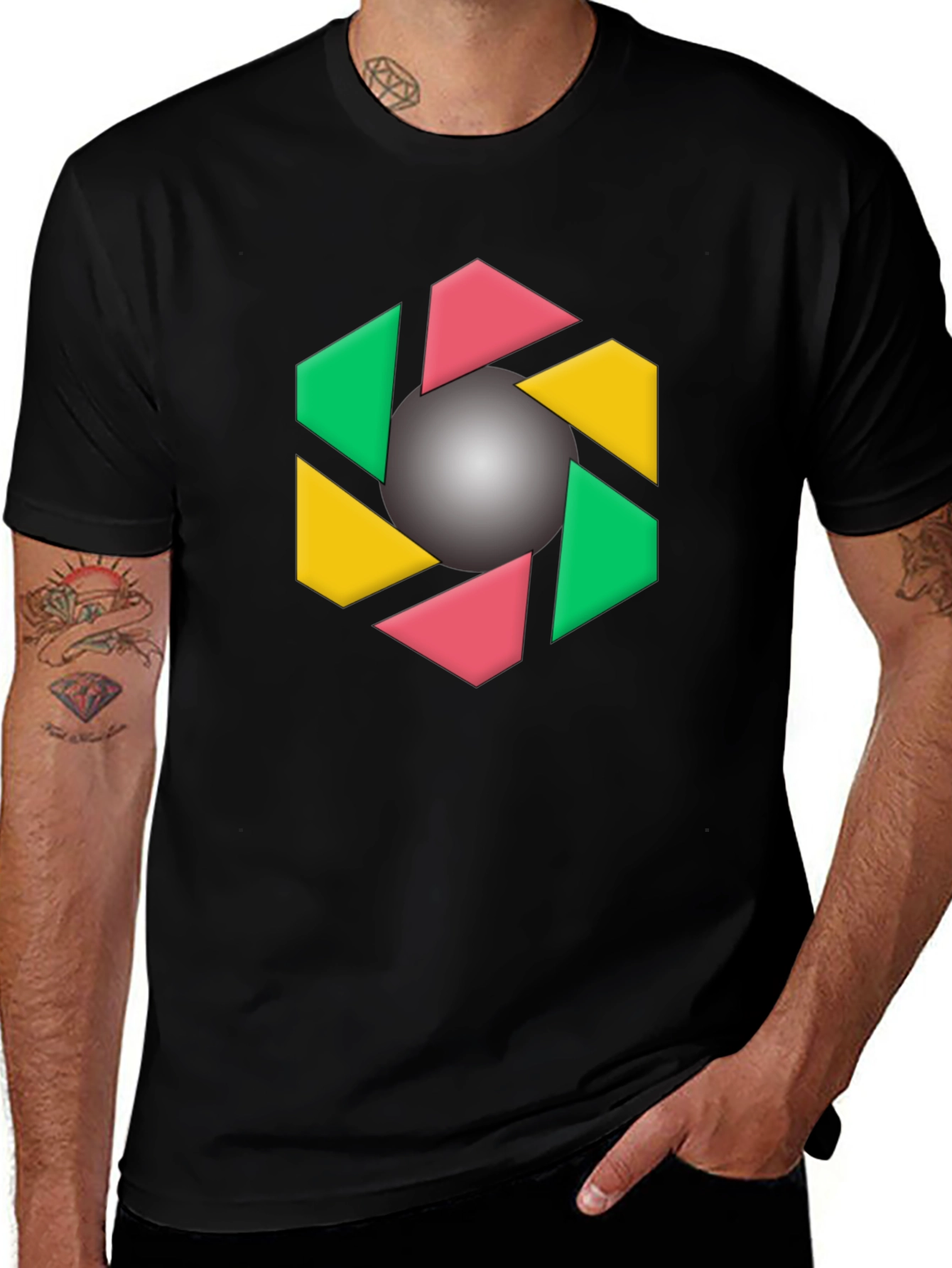 Geometric Design Black T-Shirt