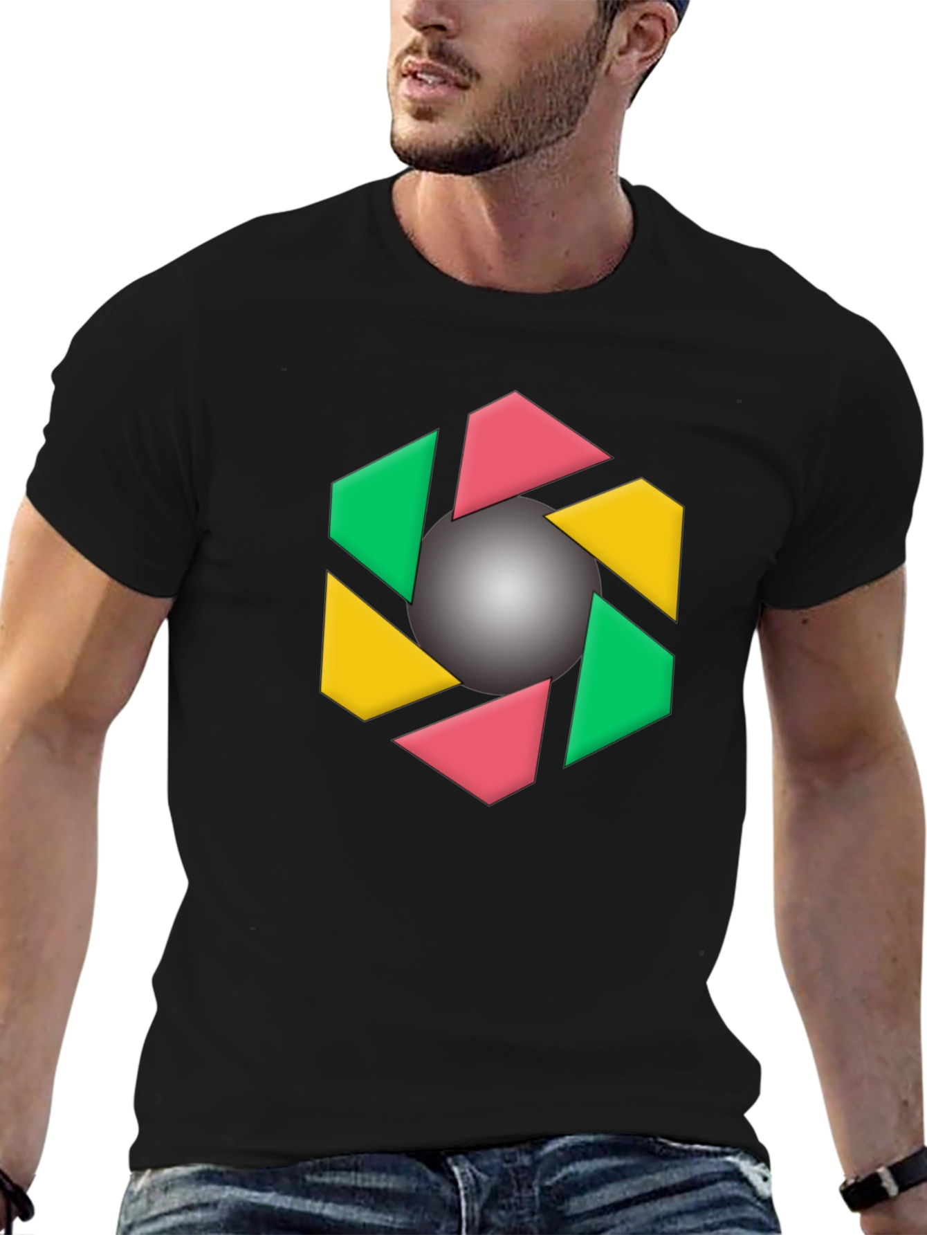 Geometric Design Black T-Shirt