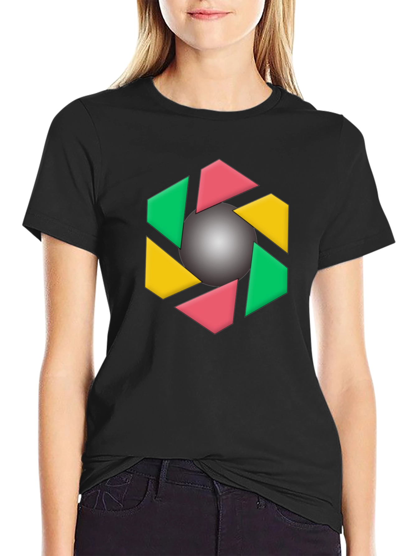 Geometric Design Black T-Shirt
