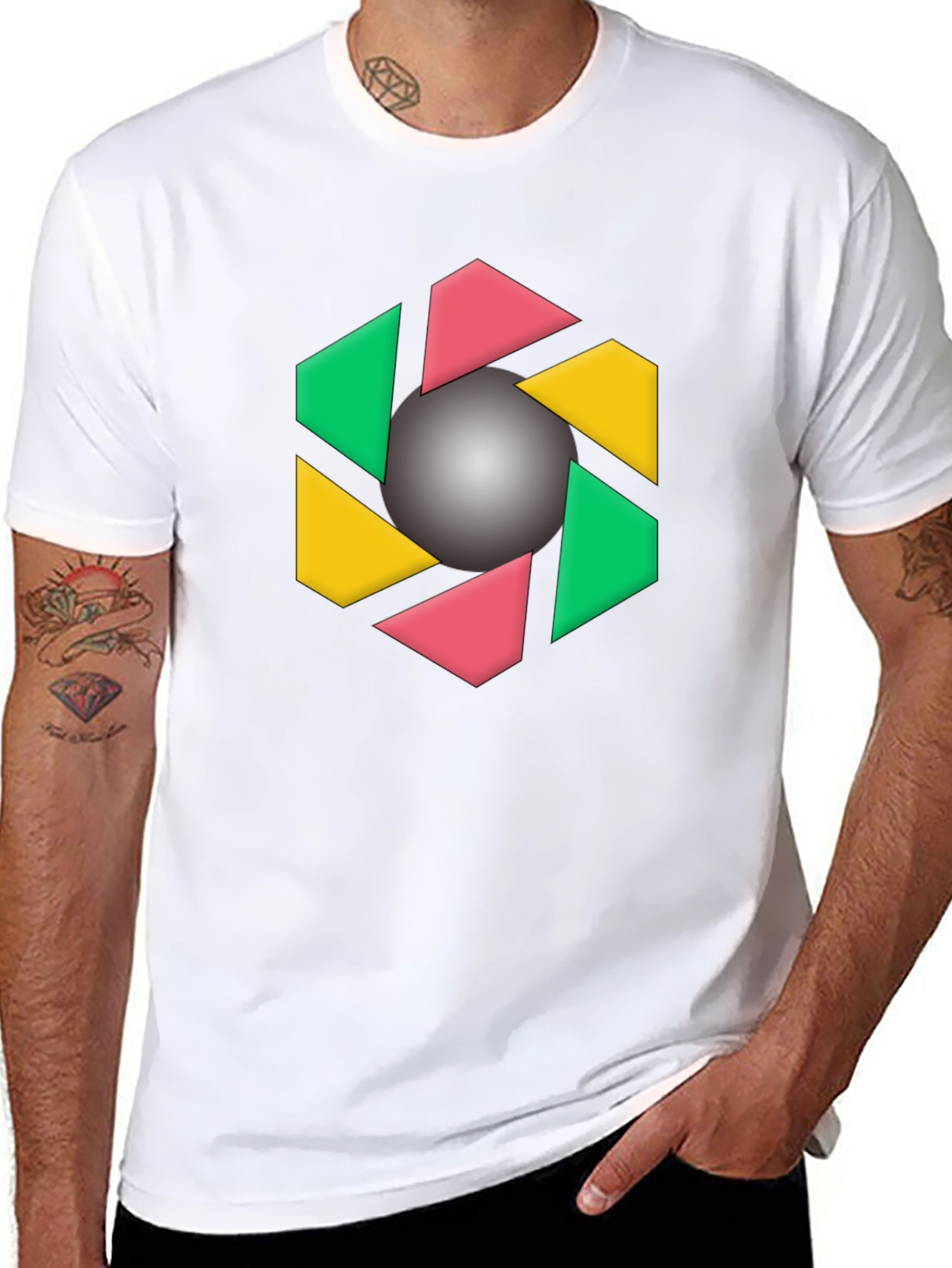 Geometric Design Black T-Shirt