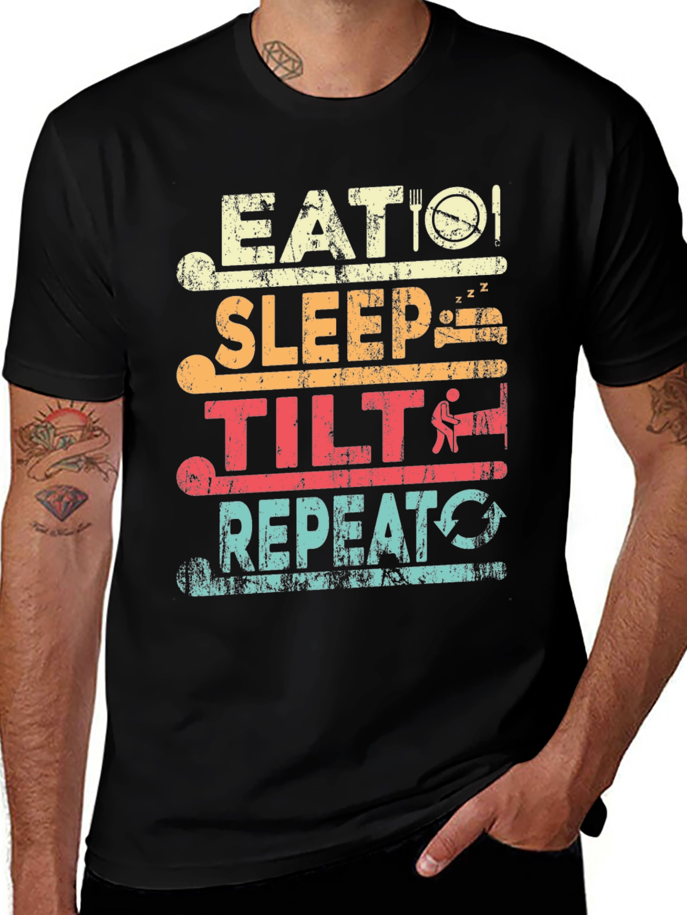 Eat Sleep Tilt Repeat T-Shirt - Gamer Tee