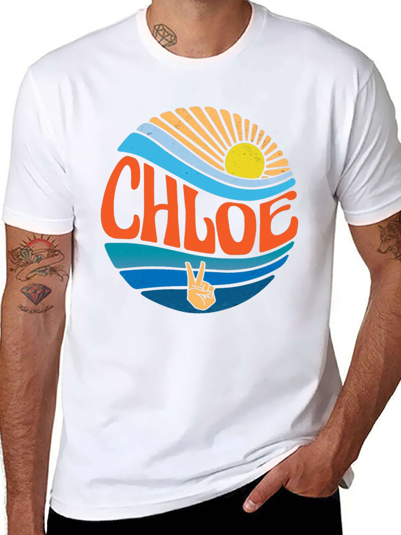 Personalized Chloe Sun and Waves Graphic Tee