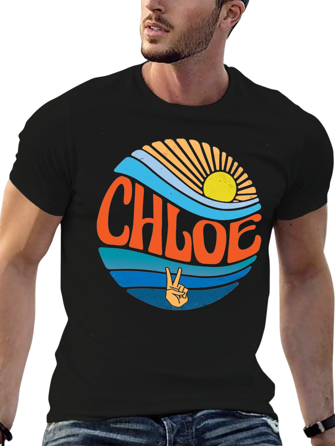 Personalized Chloe Sun and Waves Graphic Tee