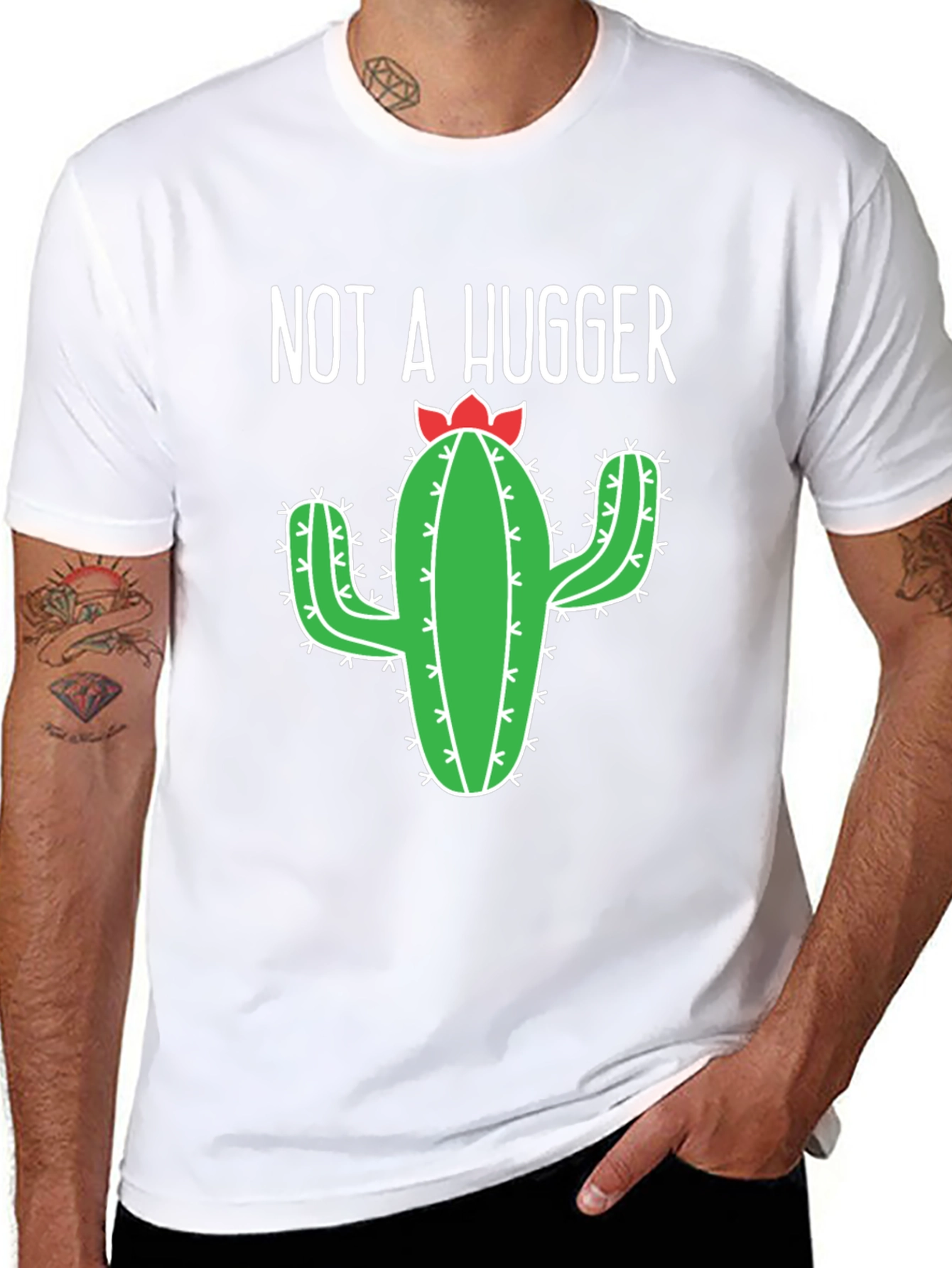 Not A Hugger Cactus Graphic T-Shirt - Unisex