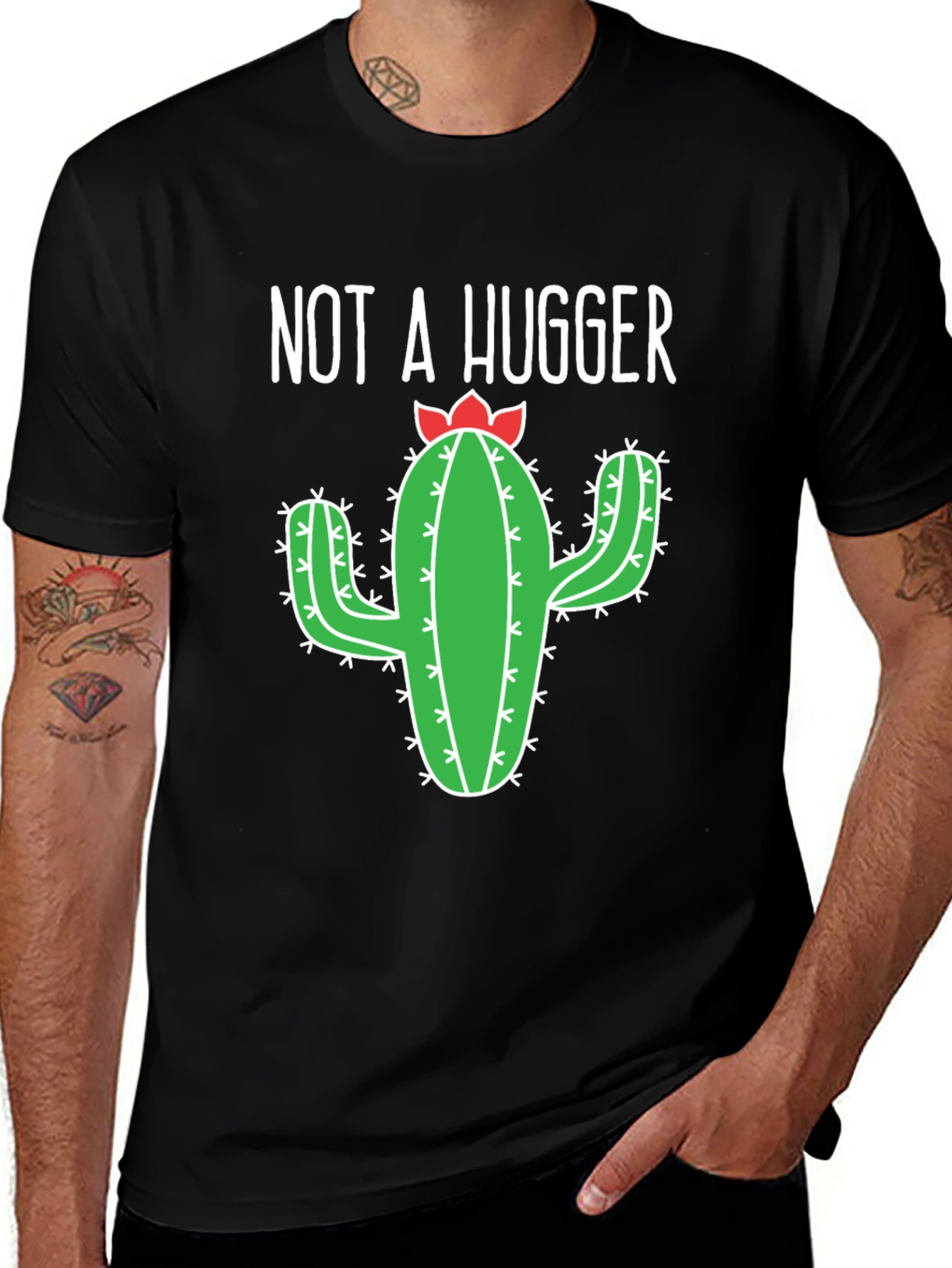 Not A Hugger Cactus Graphic T-Shirt - Unisex