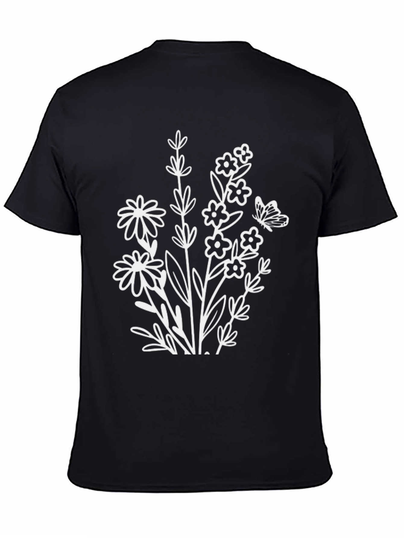 Floral Graphic Print Black T-Shirt