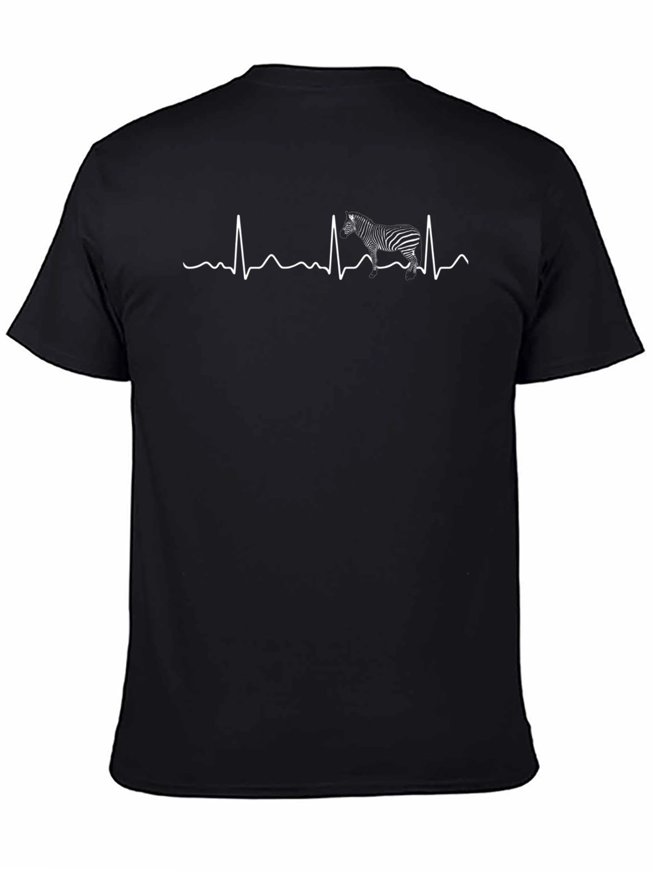 Zebra Heartbeat T-Shirt - Black