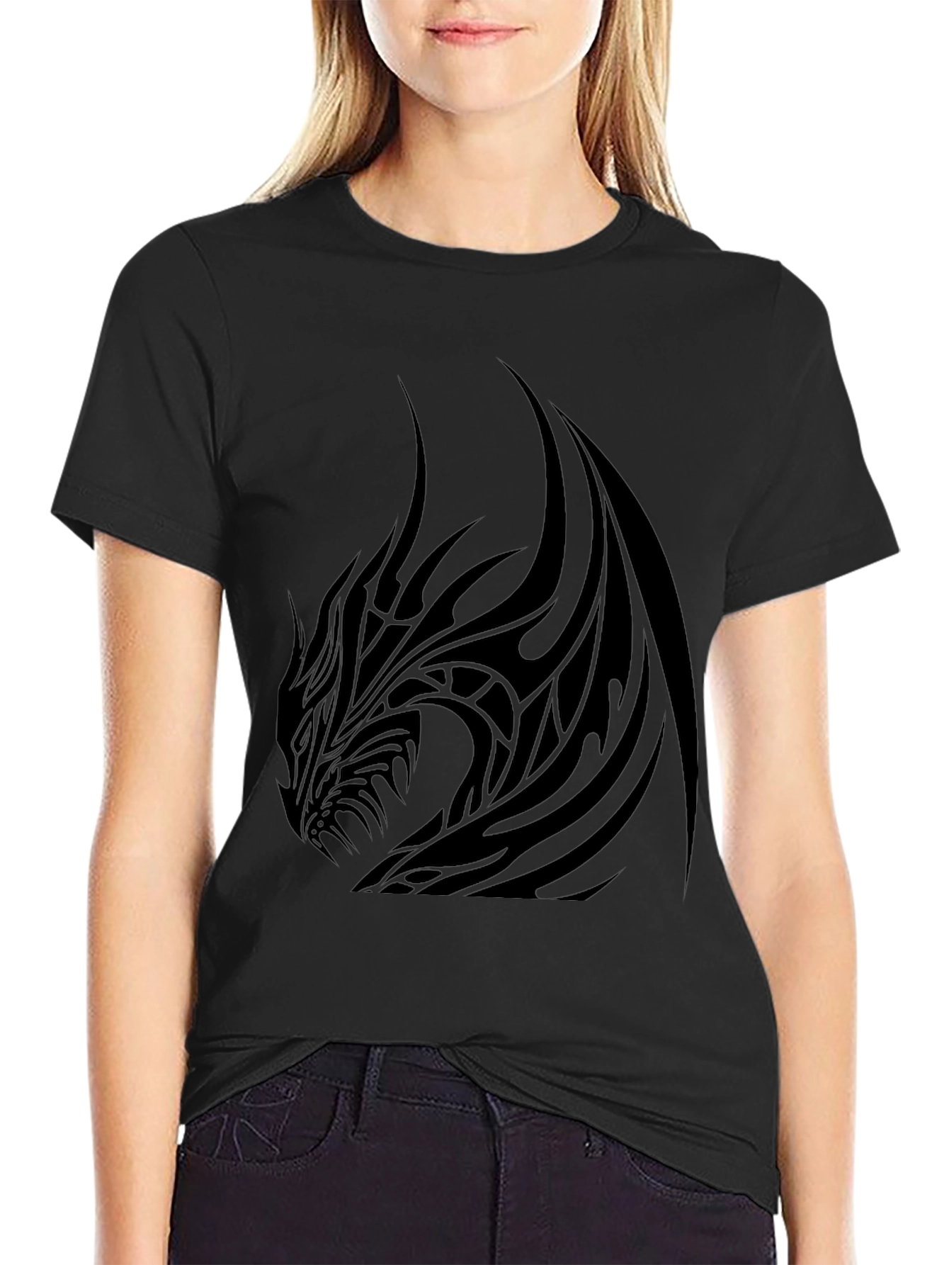 Mens Black Dragon Graphic Tee - Stylish & Bold