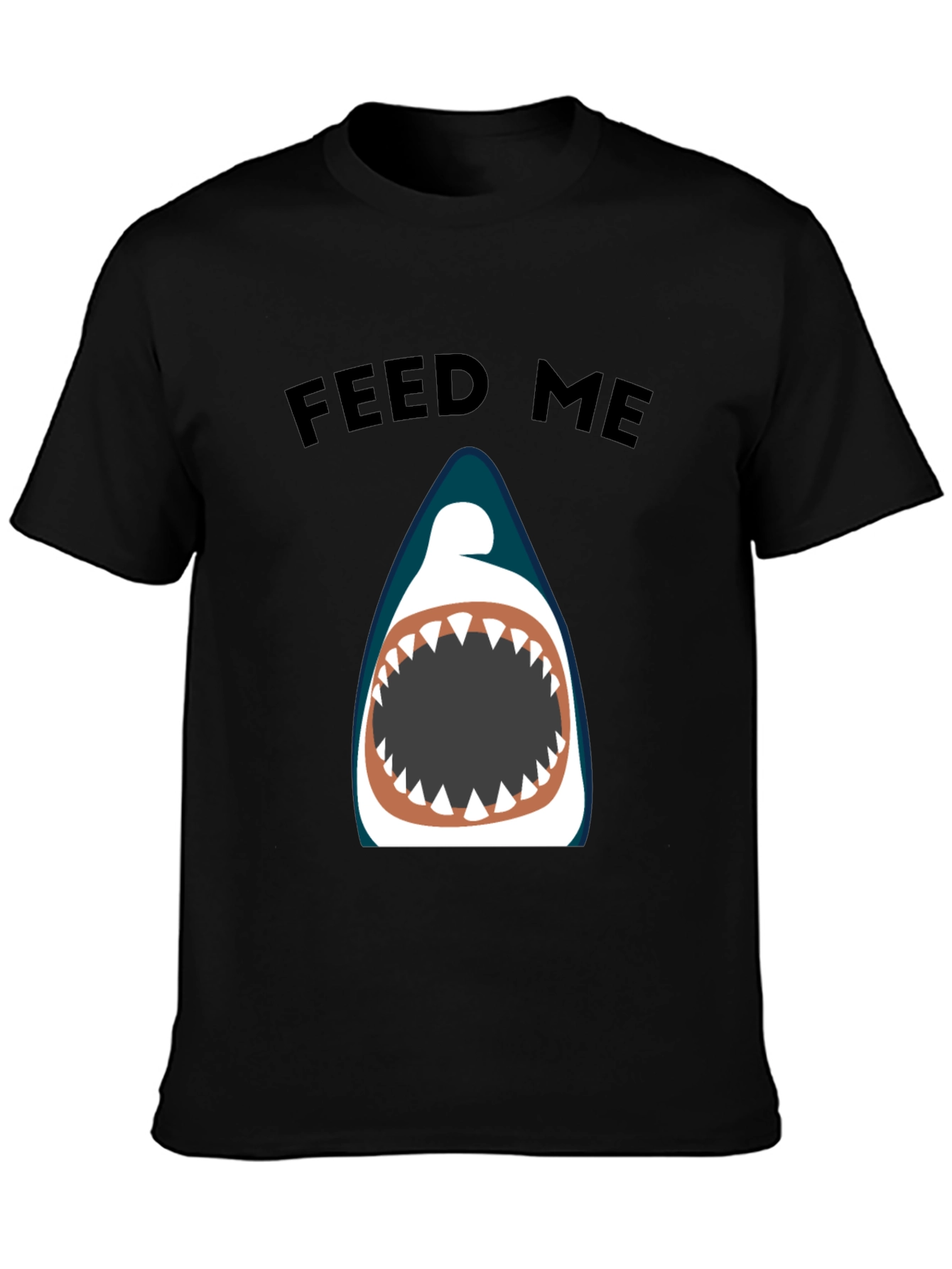 Feed Me Shark Graphic Black T-Shirt