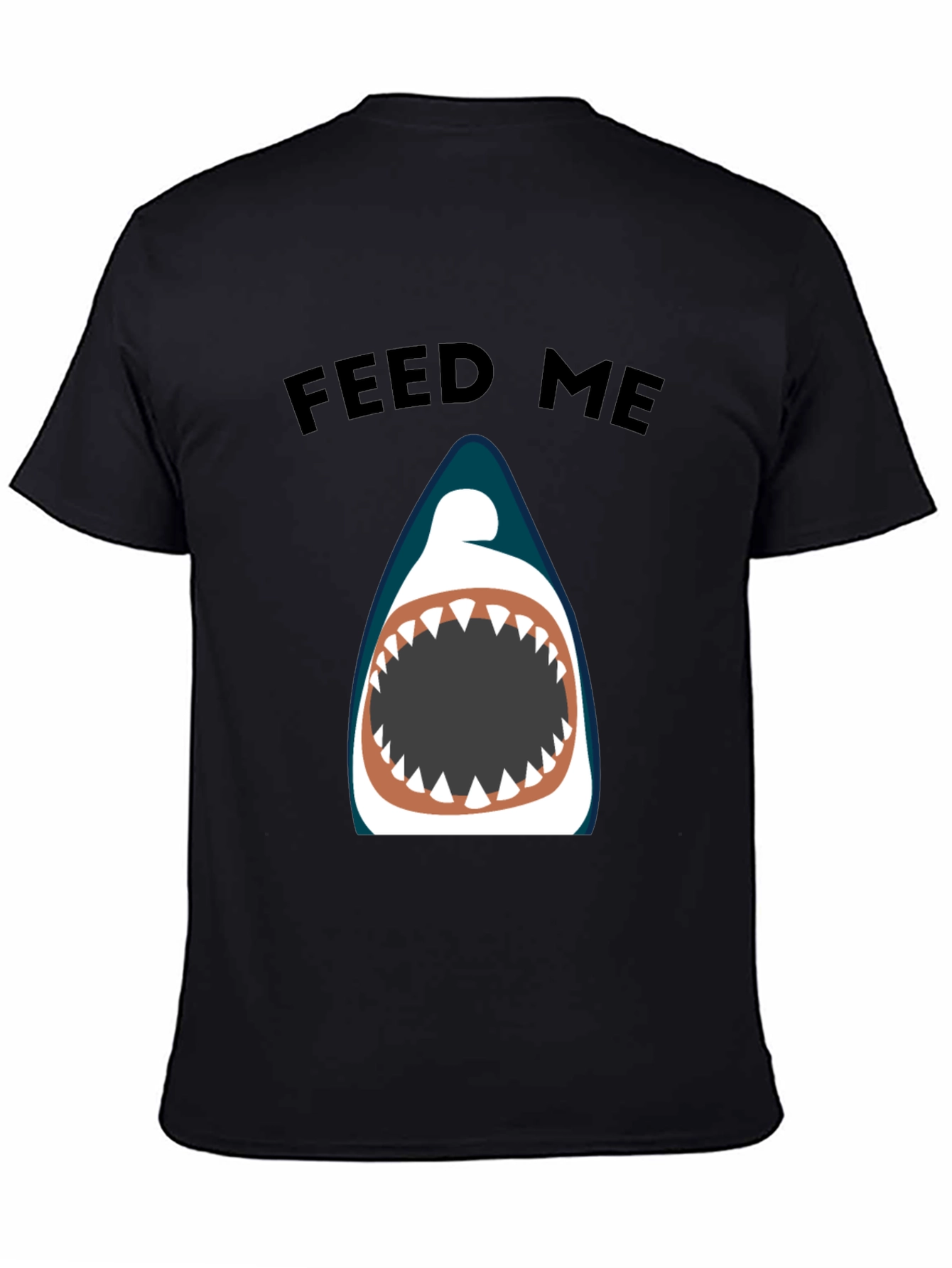 Feed Me Shark Graphic Black T-Shirt