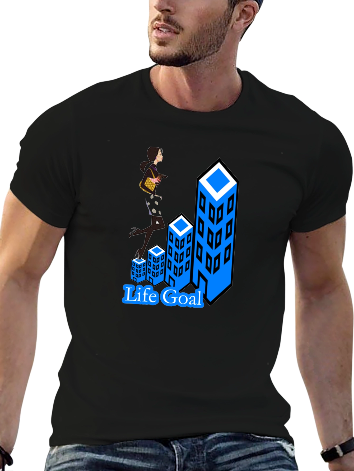 Life Goal T-Shirt: Career Woman Climbing Buildings