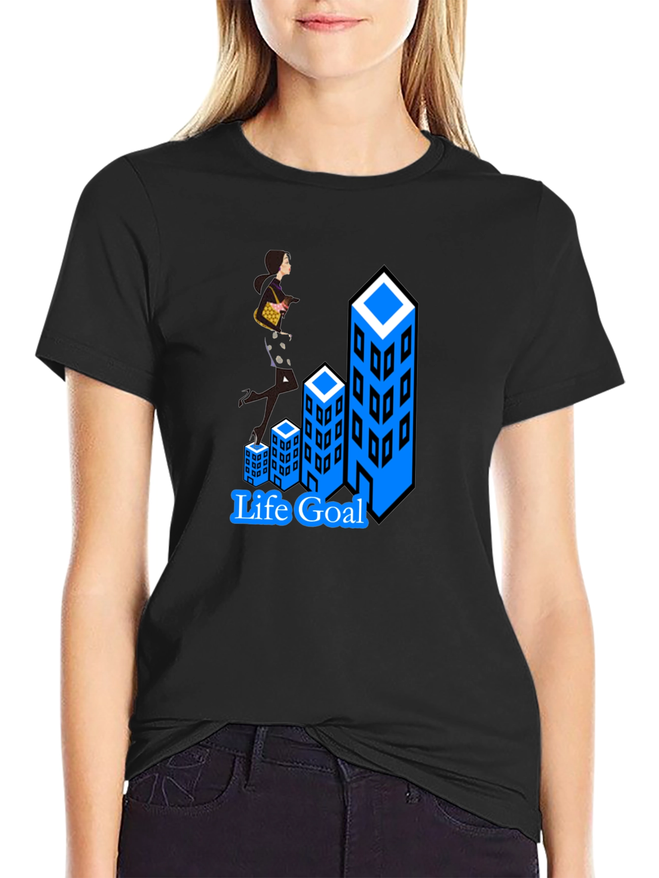Life Goal T-Shirt: Career Woman Climbing Buildings