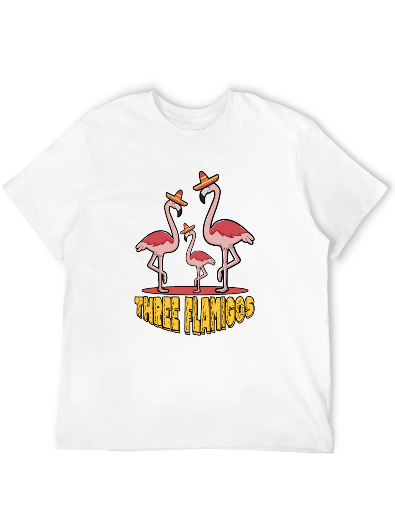 Three Flamingos Black Graphic Tee