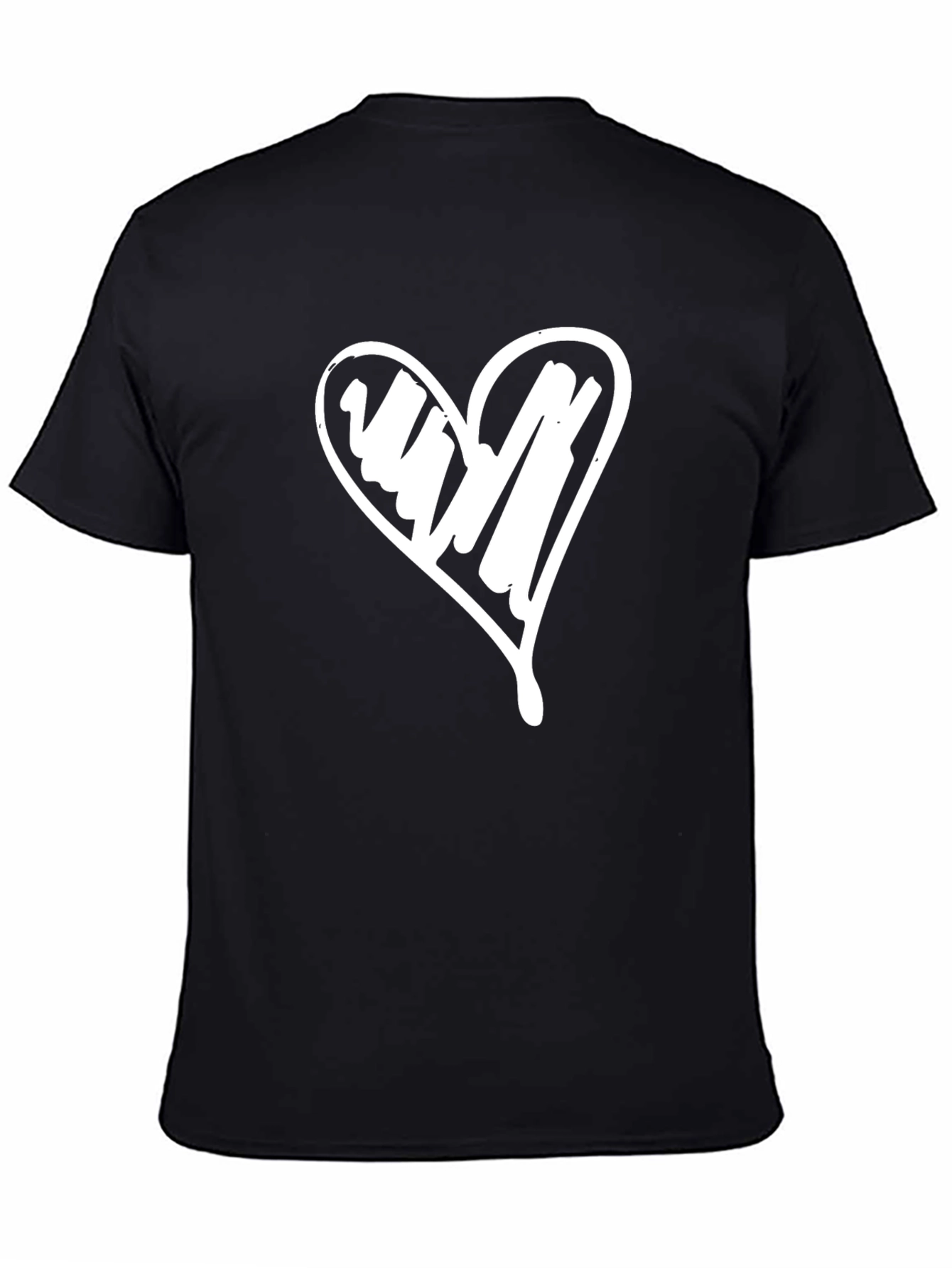 Heart Sketch Graphic Tee - Casual Black T-Shirt