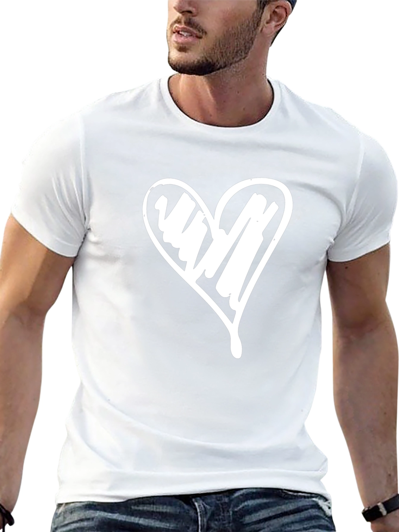 Heart Sketch Graphic Tee - Casual Black T-Shirt