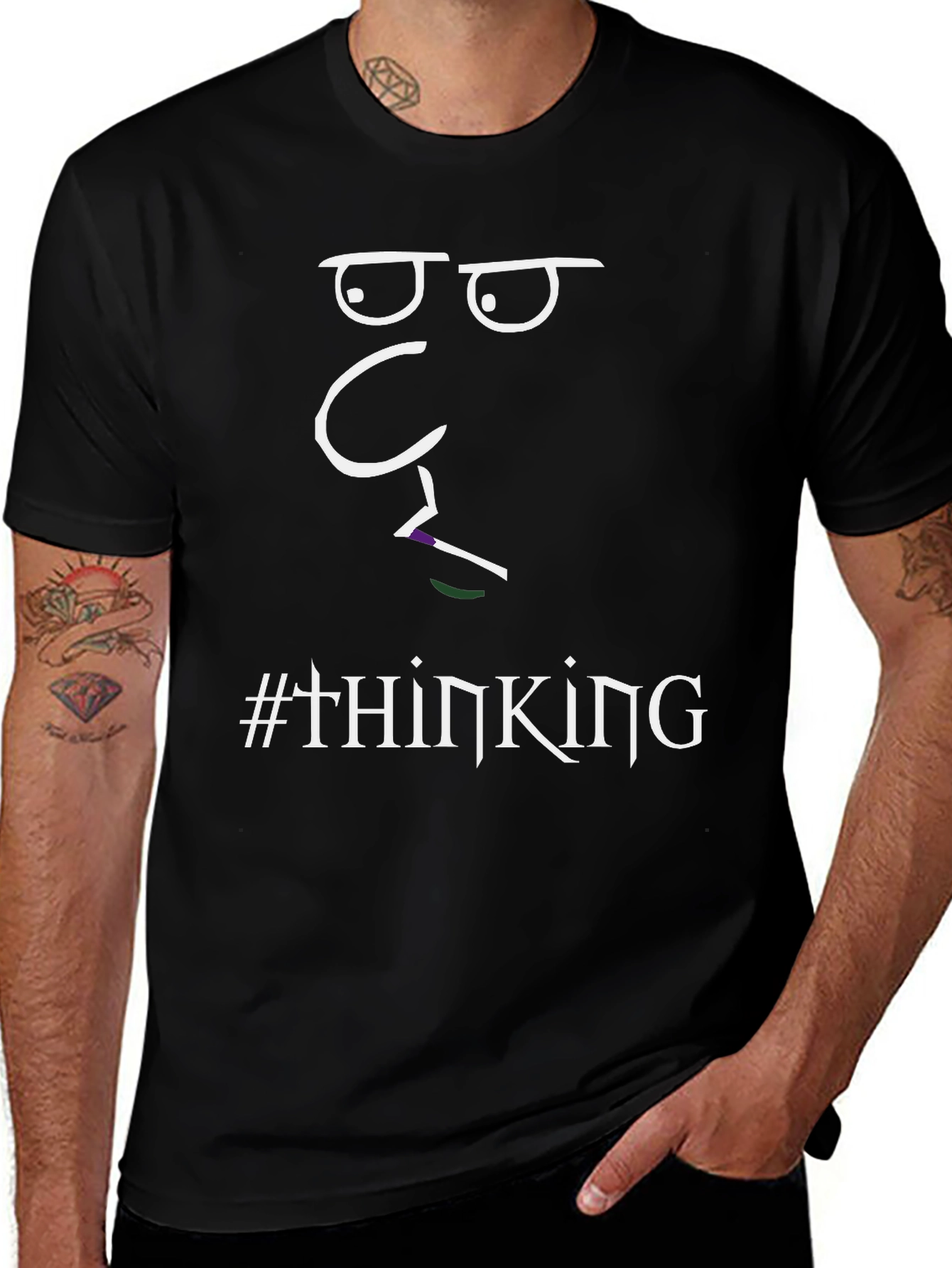 Thinking Face Graphic T-Shirt - Unisex Black Tee