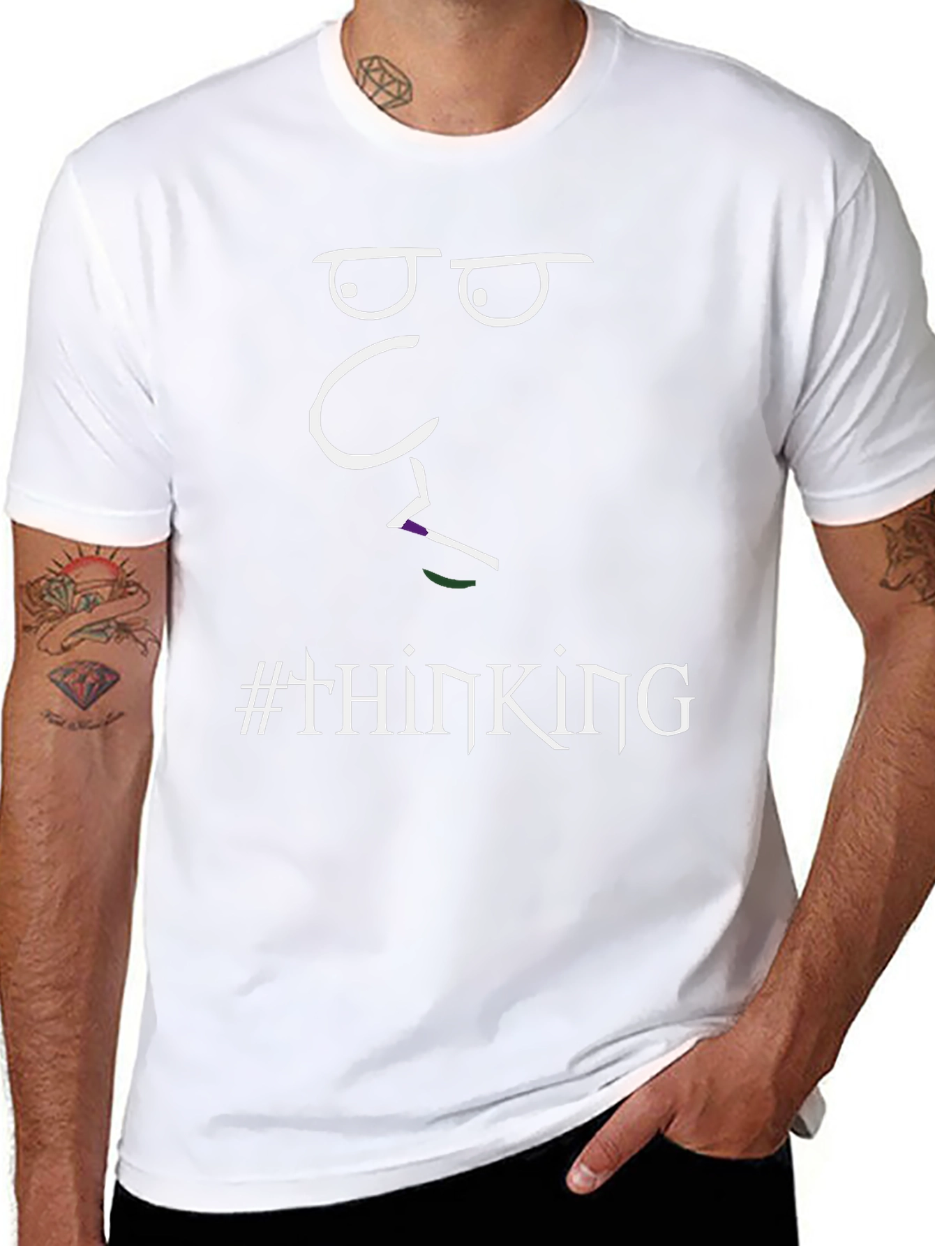 Thinking Face Graphic T-Shirt - Unisex Black Tee