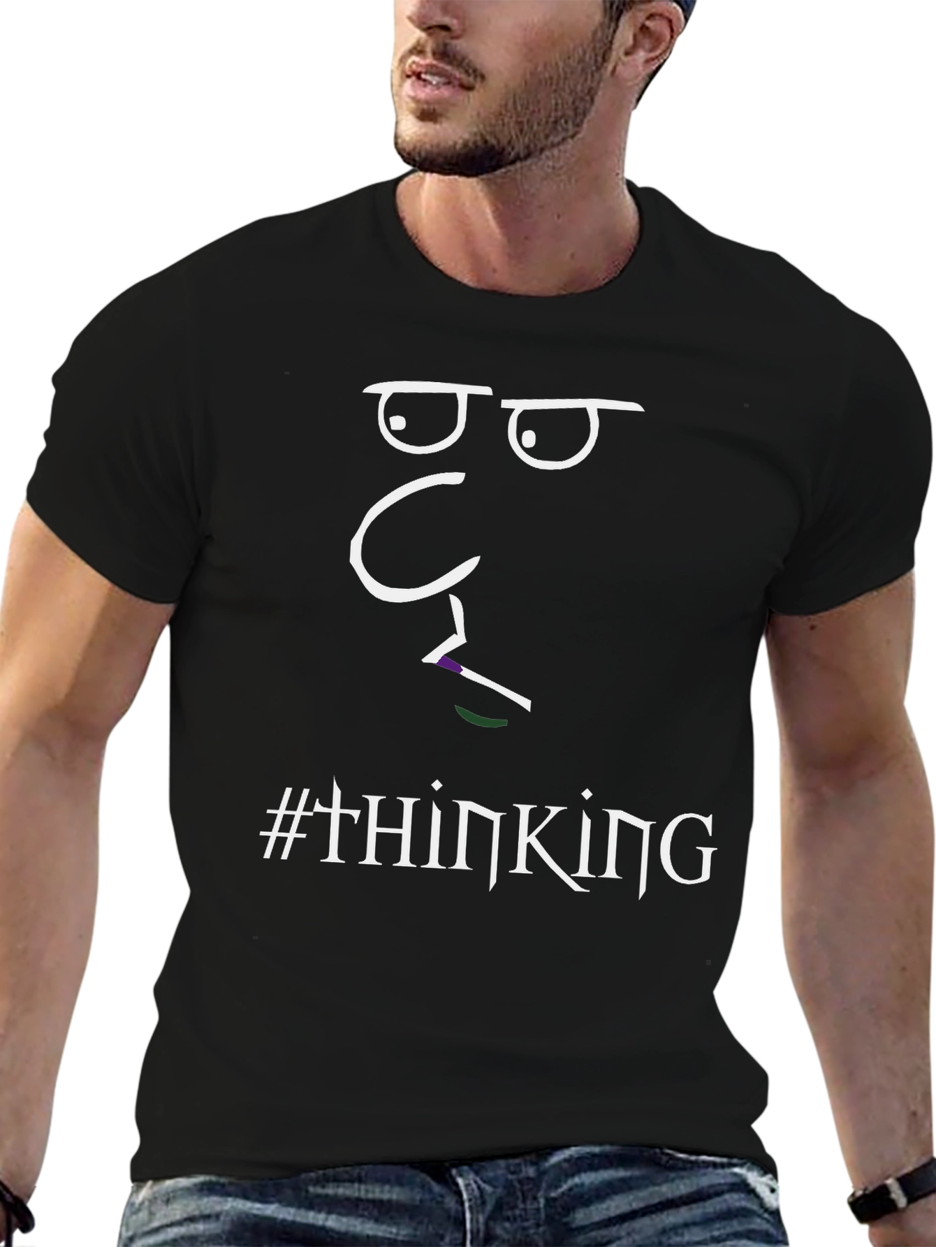 Thinking Face Graphic T-Shirt - Unisex Black Tee
