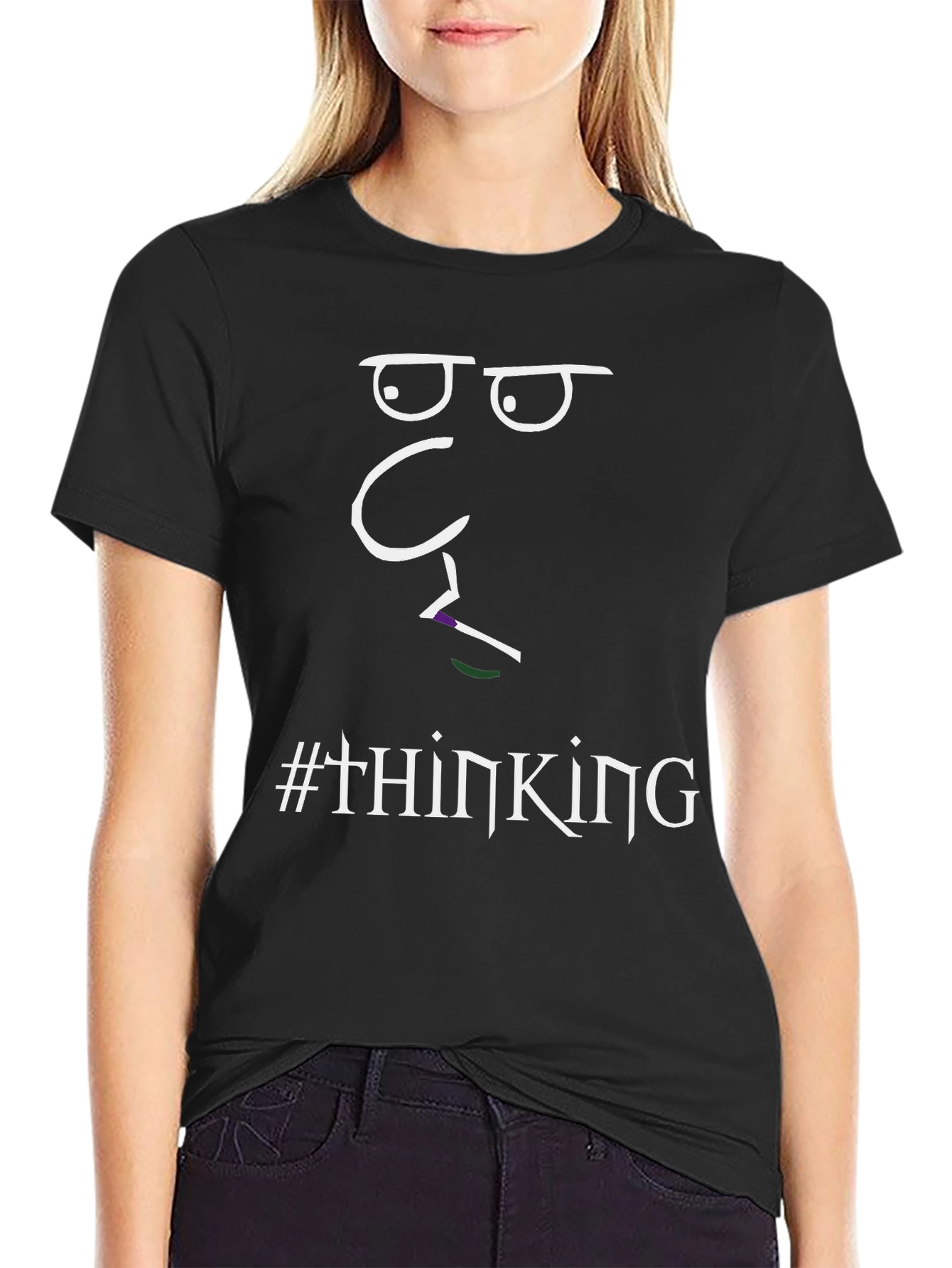 Thinking Face Graphic T-Shirt - Unisex Black Tee