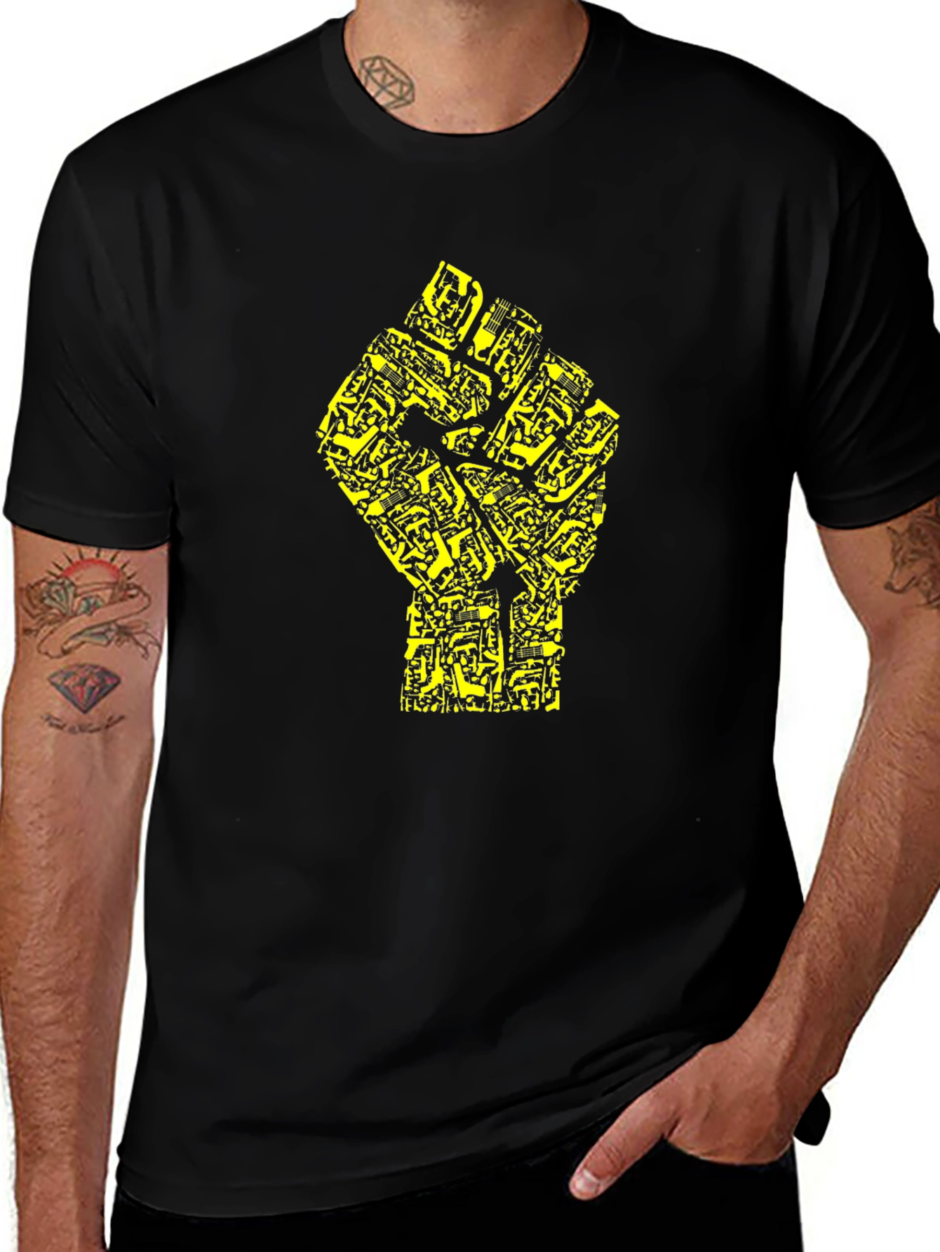 Black Power Fist Circuit Board T-Shirt