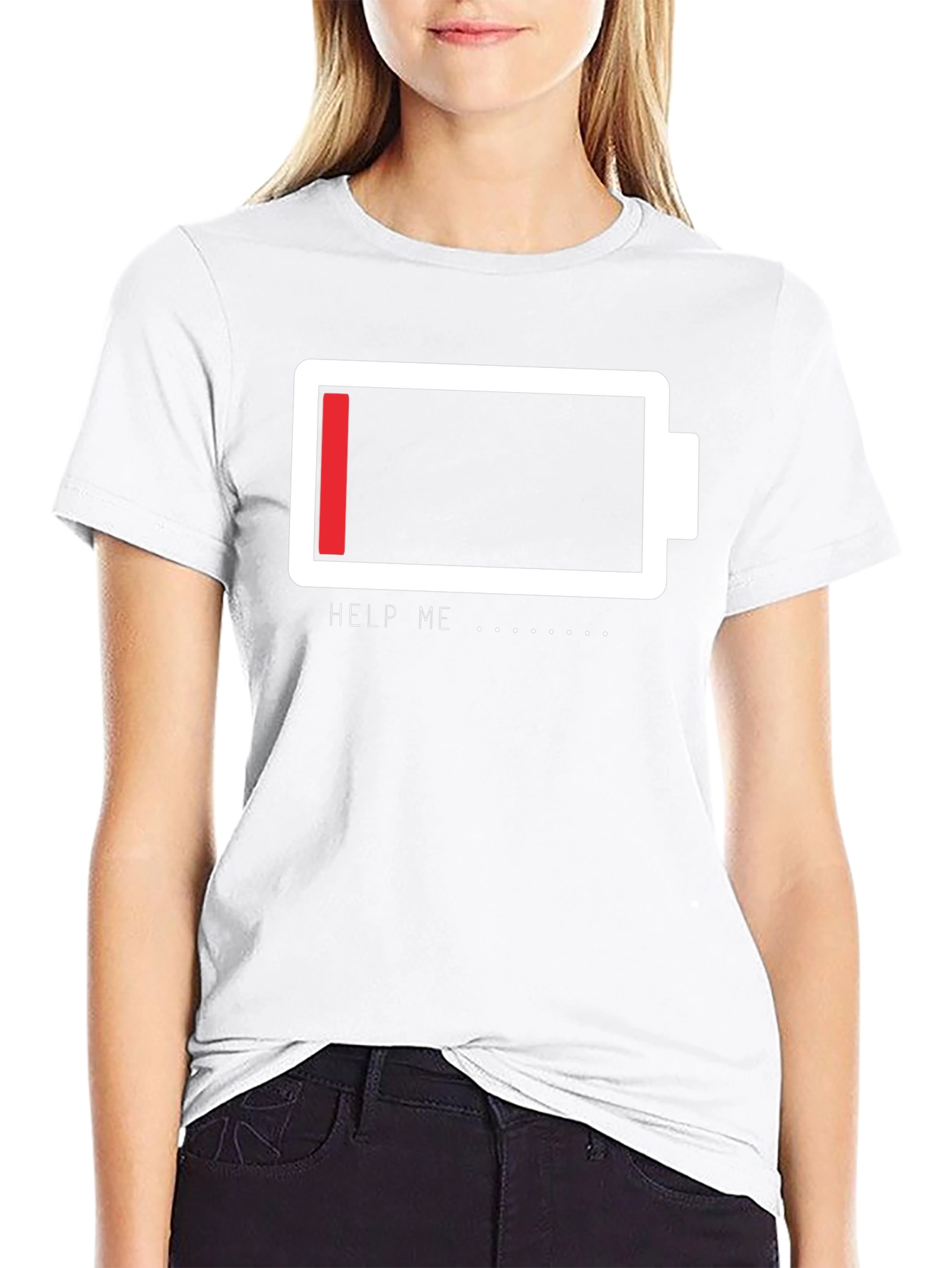 Low Battery Graphic Tee - Help Me Funny T-Shirt