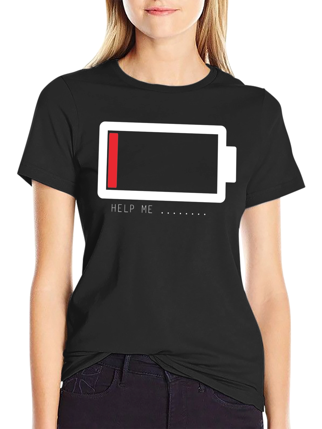 Low Battery Graphic Tee - Help Me Funny T-Shirt