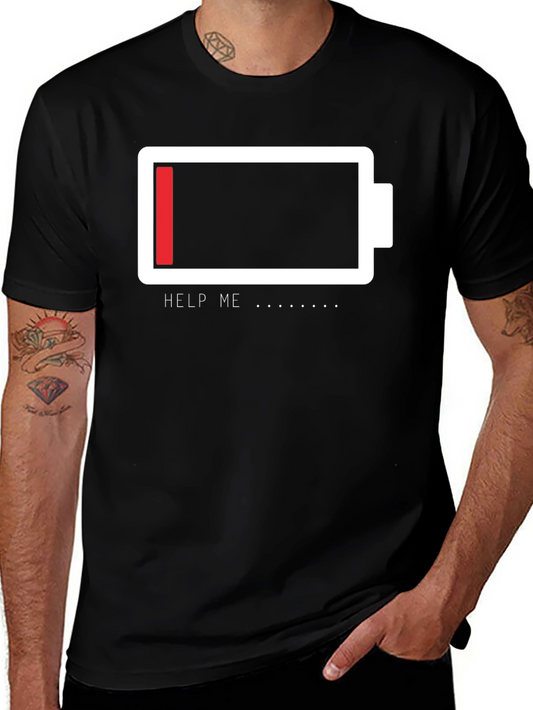 Low Battery Graphic Tee - Help Me Funny T-Shirt