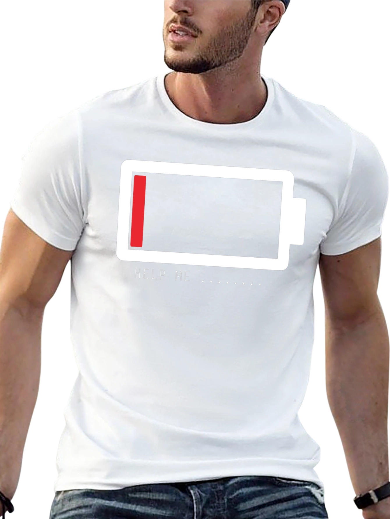 Low Battery Graphic Tee - Help Me Funny T-Shirt