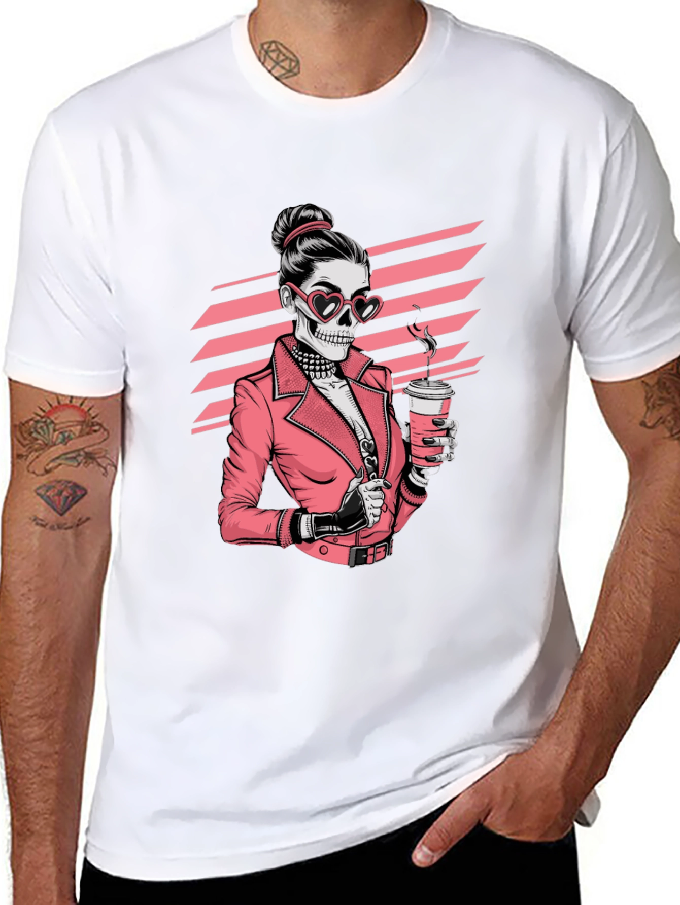 Skull Coffee Lover Graphic Tee - Black T-Shirt