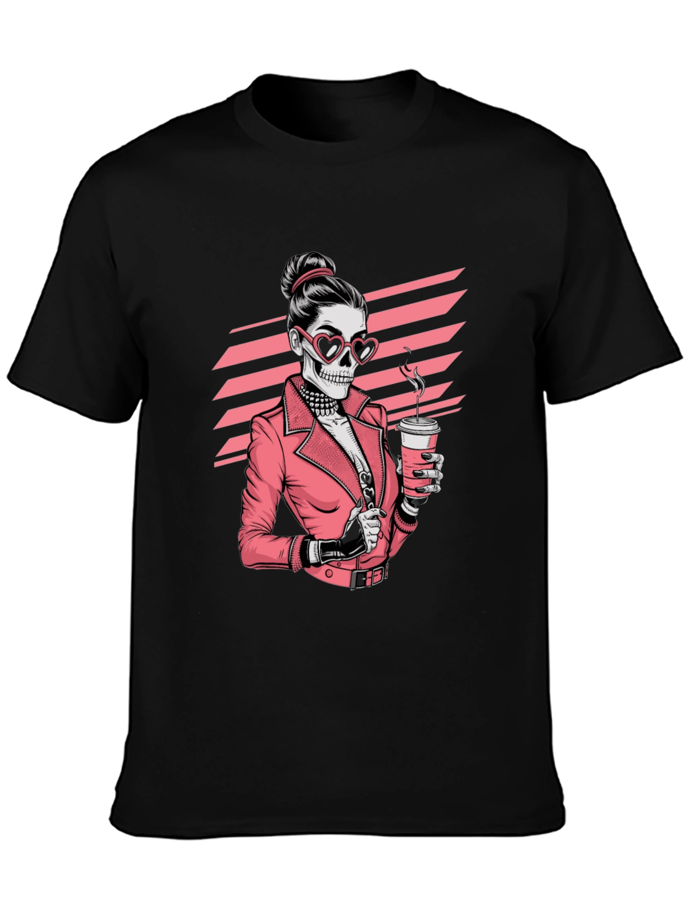 Skull Coffee Lover Graphic Tee - Black T-Shirt