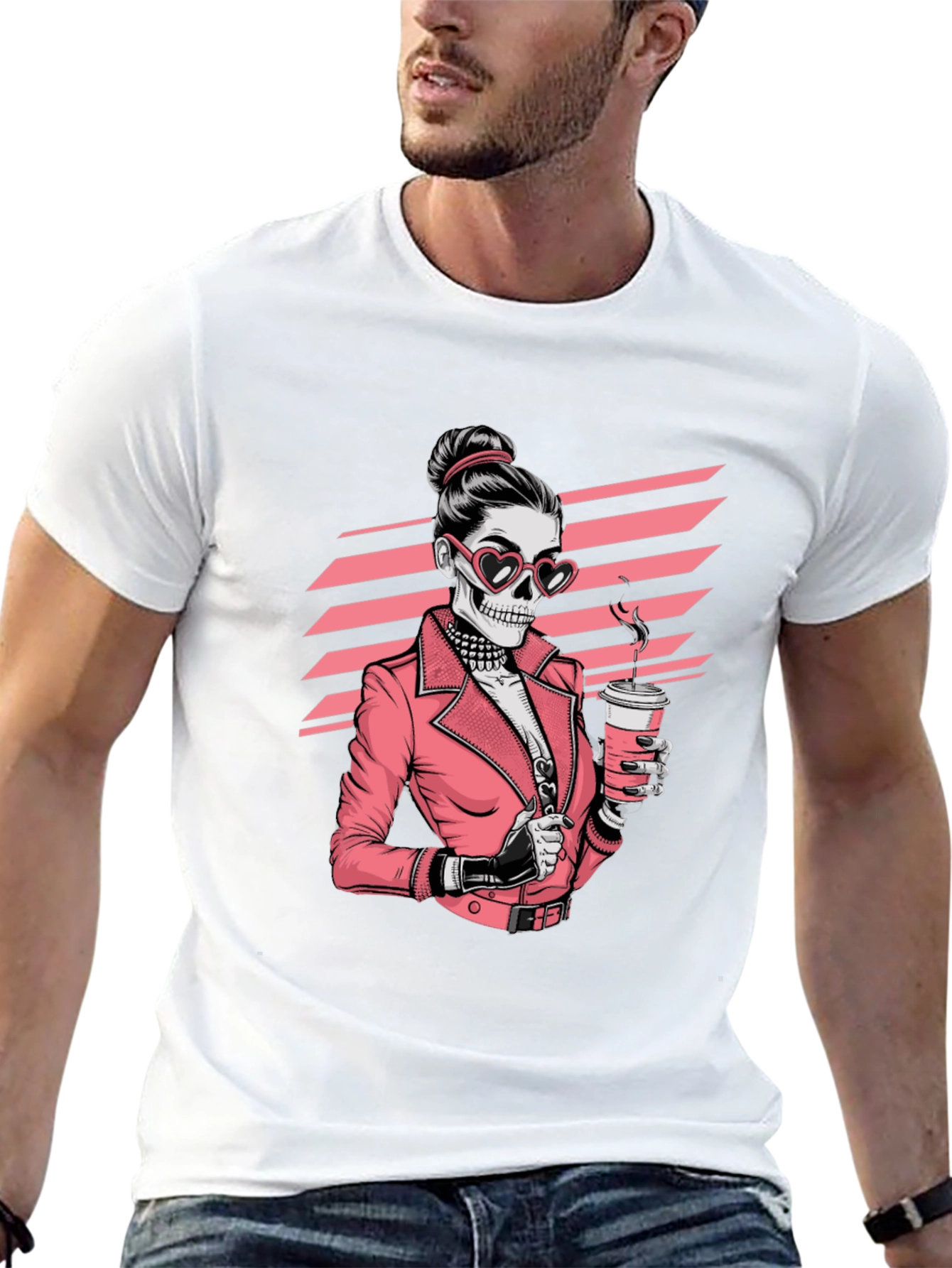 Skull Coffee Lover Graphic Tee - Black T-Shirt