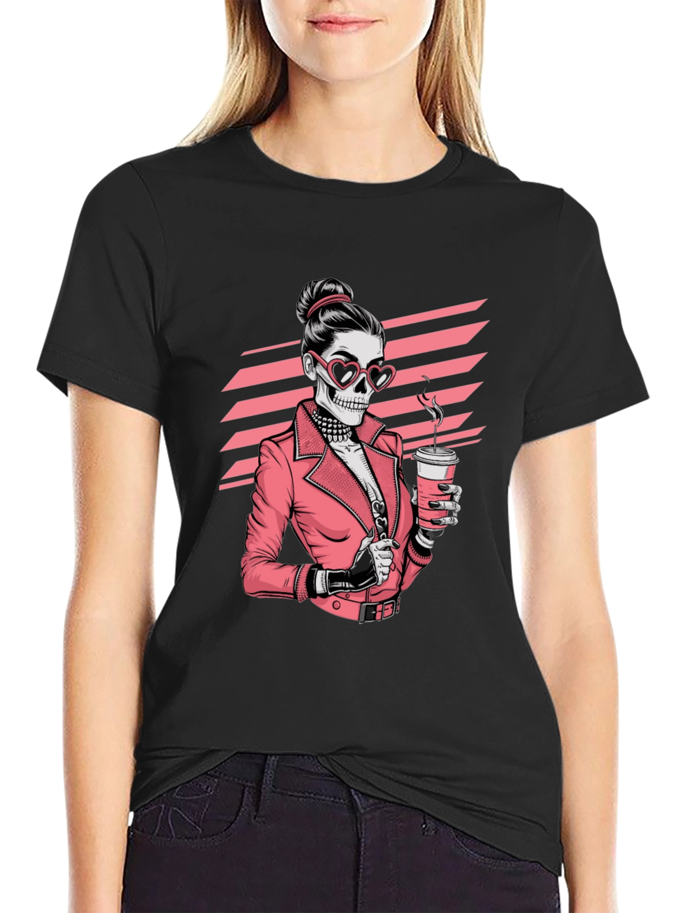 Skull Coffee Lover Graphic Tee - Black T-Shirt