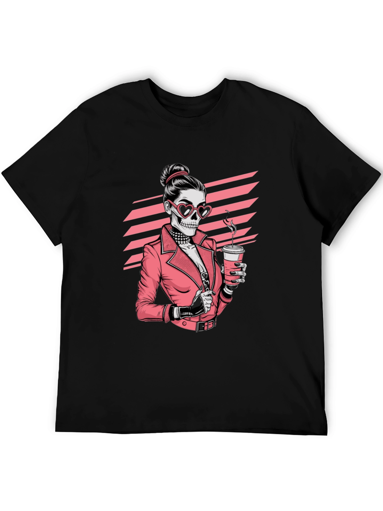 Skull Coffee Lover Graphic Tee - Black T-Shirt