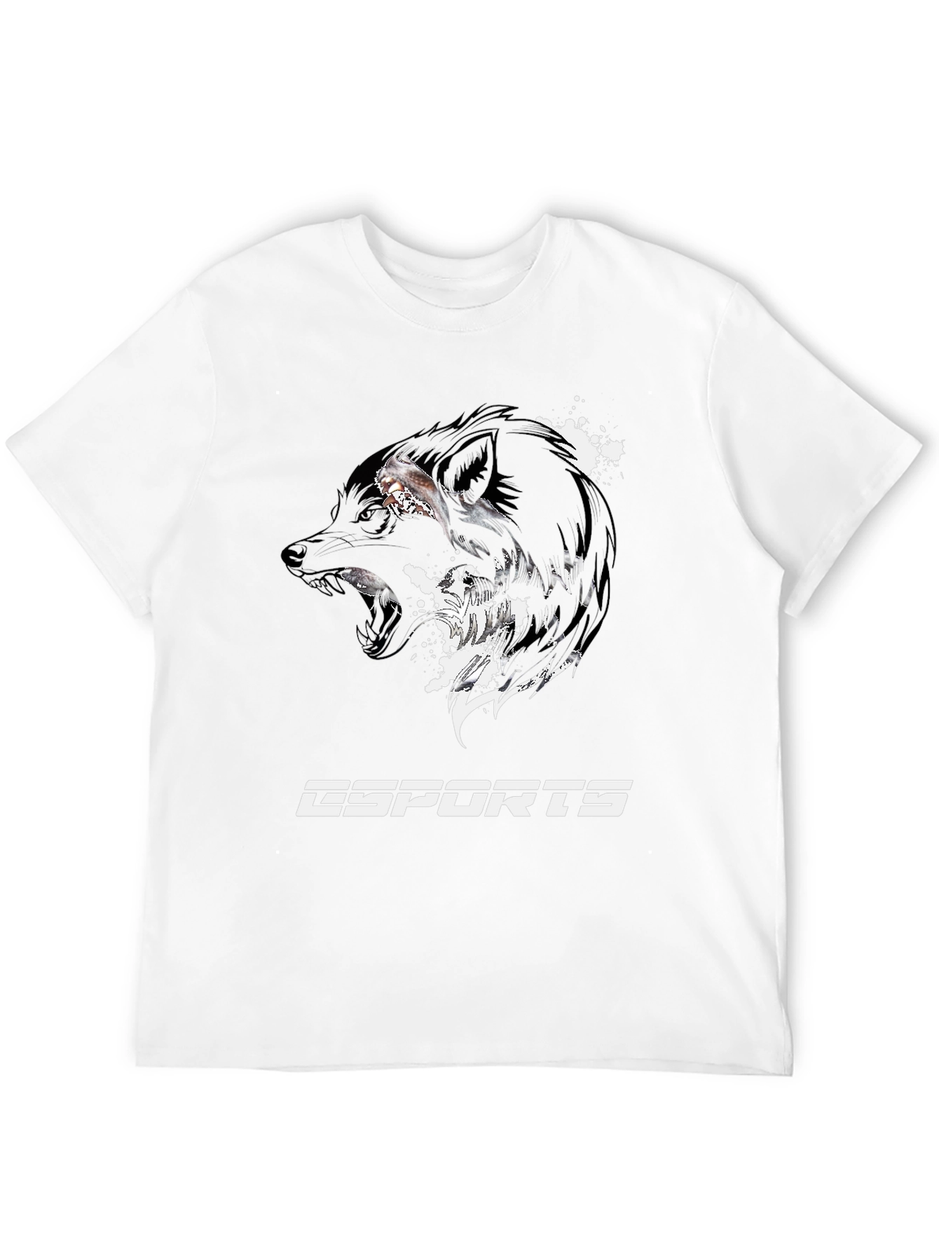 Esports Wolf Graphic Tee - Black Cotton T-Shirt