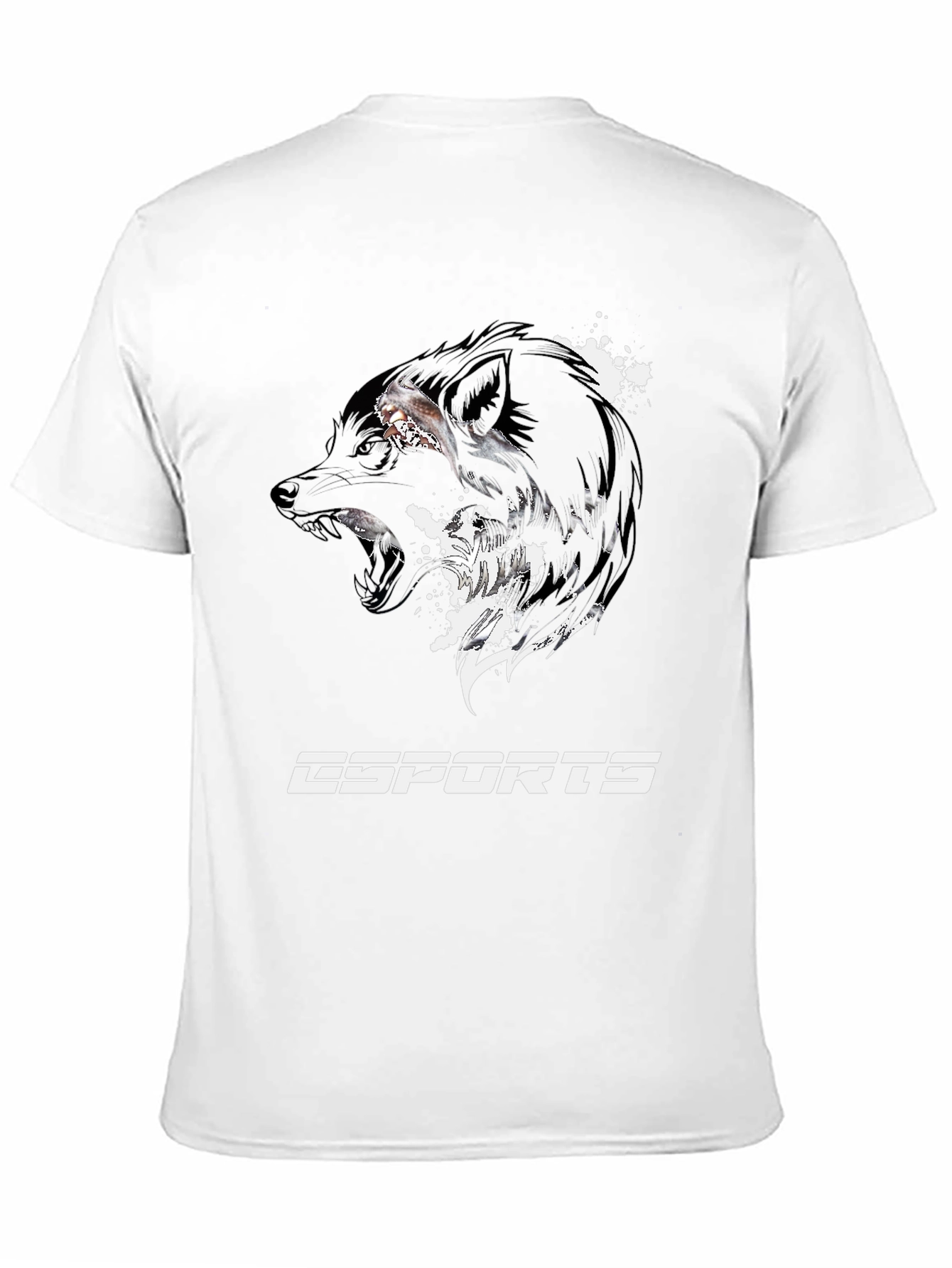Esports Wolf Graphic Tee - Black Cotton T-Shirt