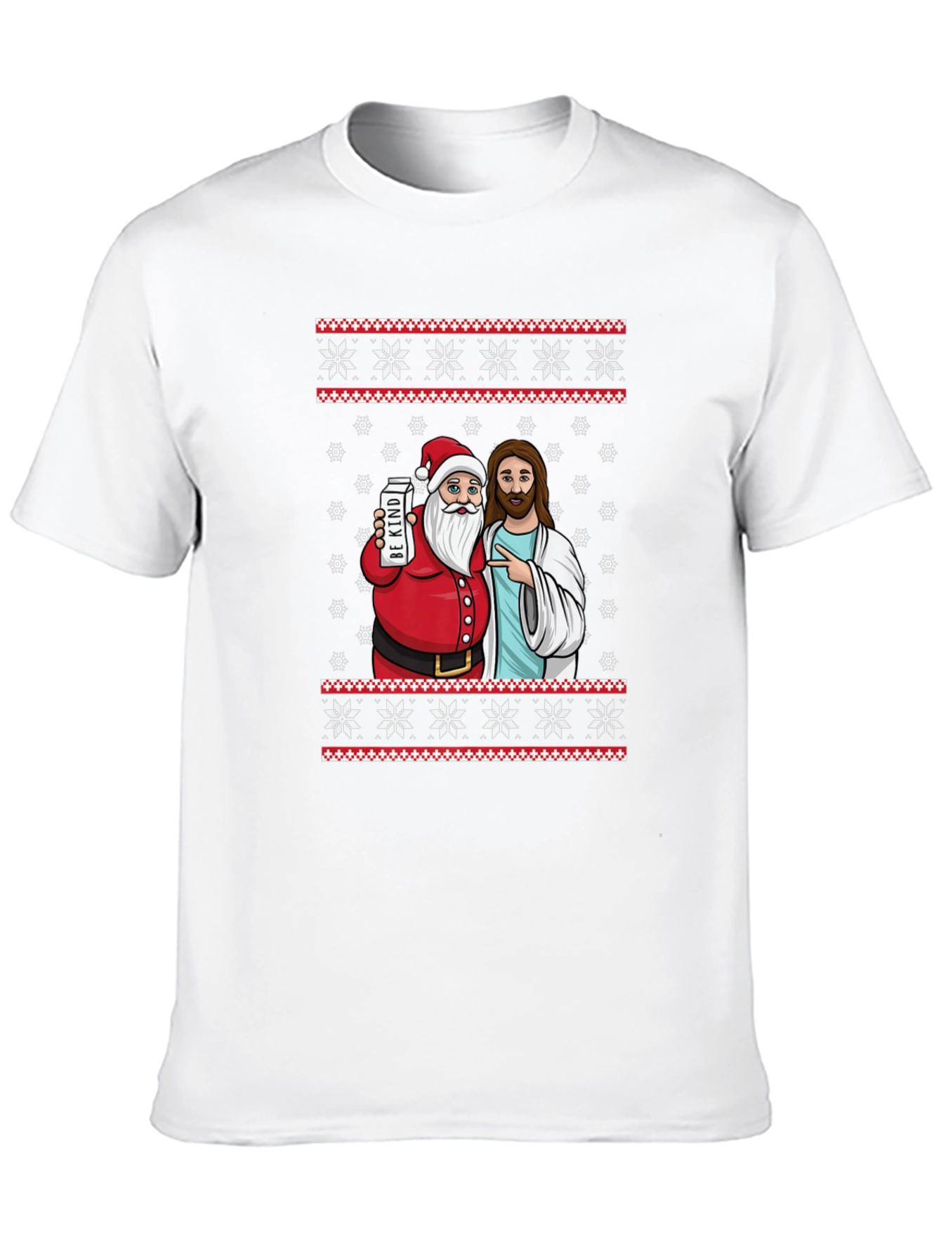 Funny Santa & Jesus Christmas Graphic T-Shirt