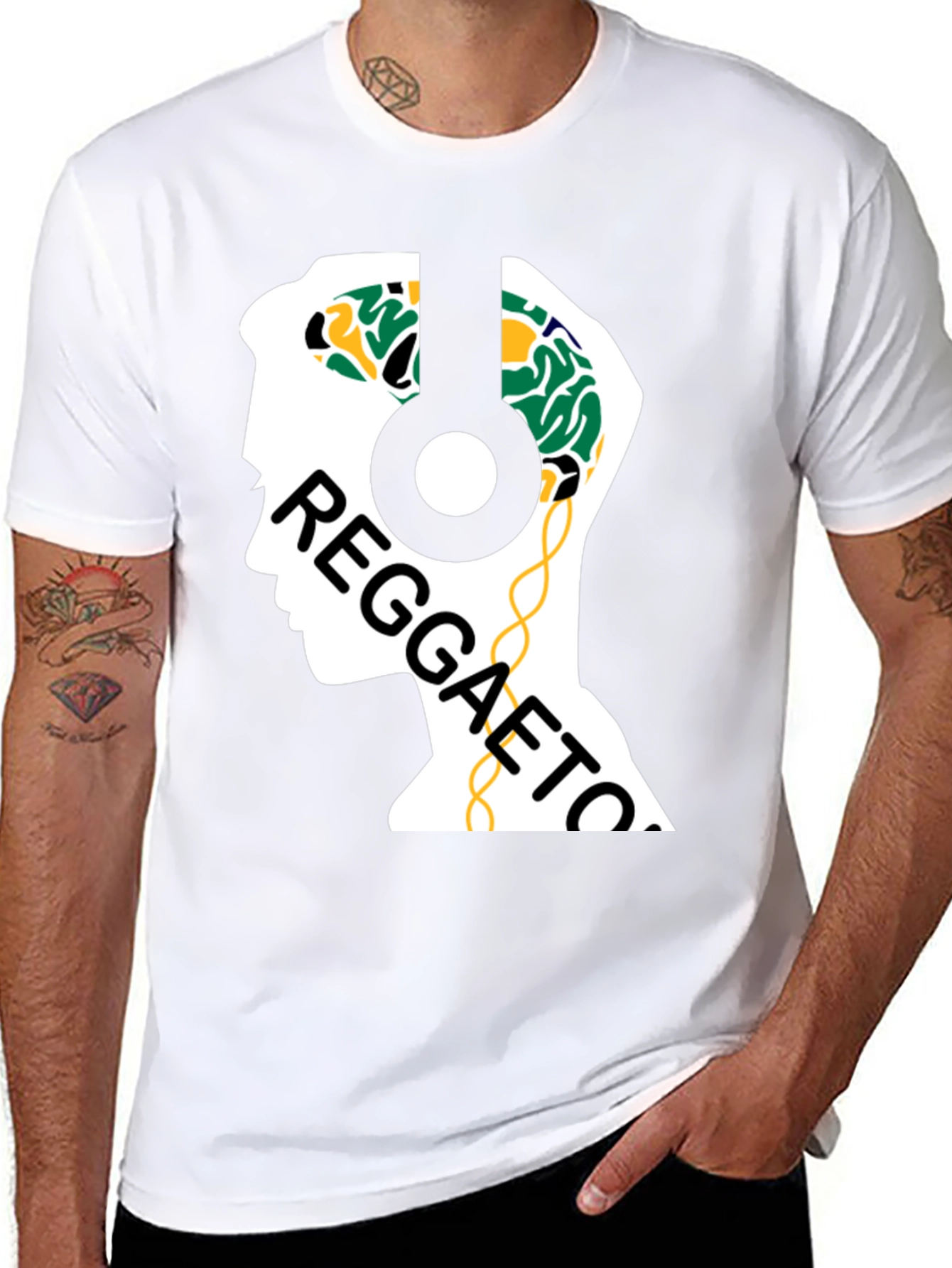 Reggaeton Brain Headphones T-Shirt - Music Lover Tee