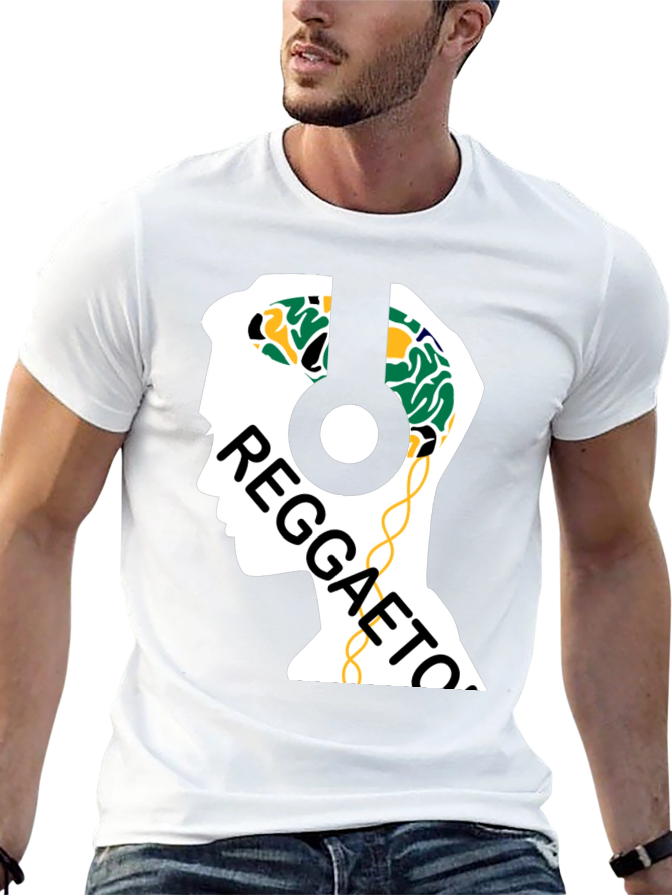 Reggaeton Brain Headphones T-Shirt - Music Lover Tee