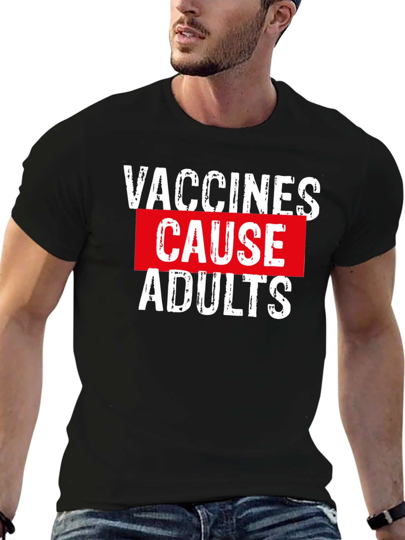 Vaccines Cause Adults Graphic Tee - Black