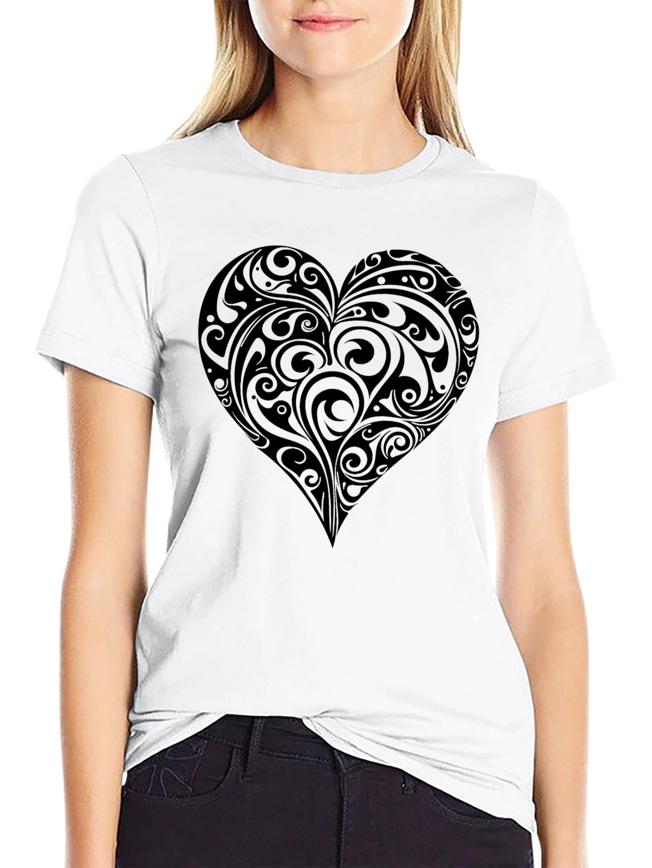 Heart Swirl Graphic Tee - Mens Black T-Shirt