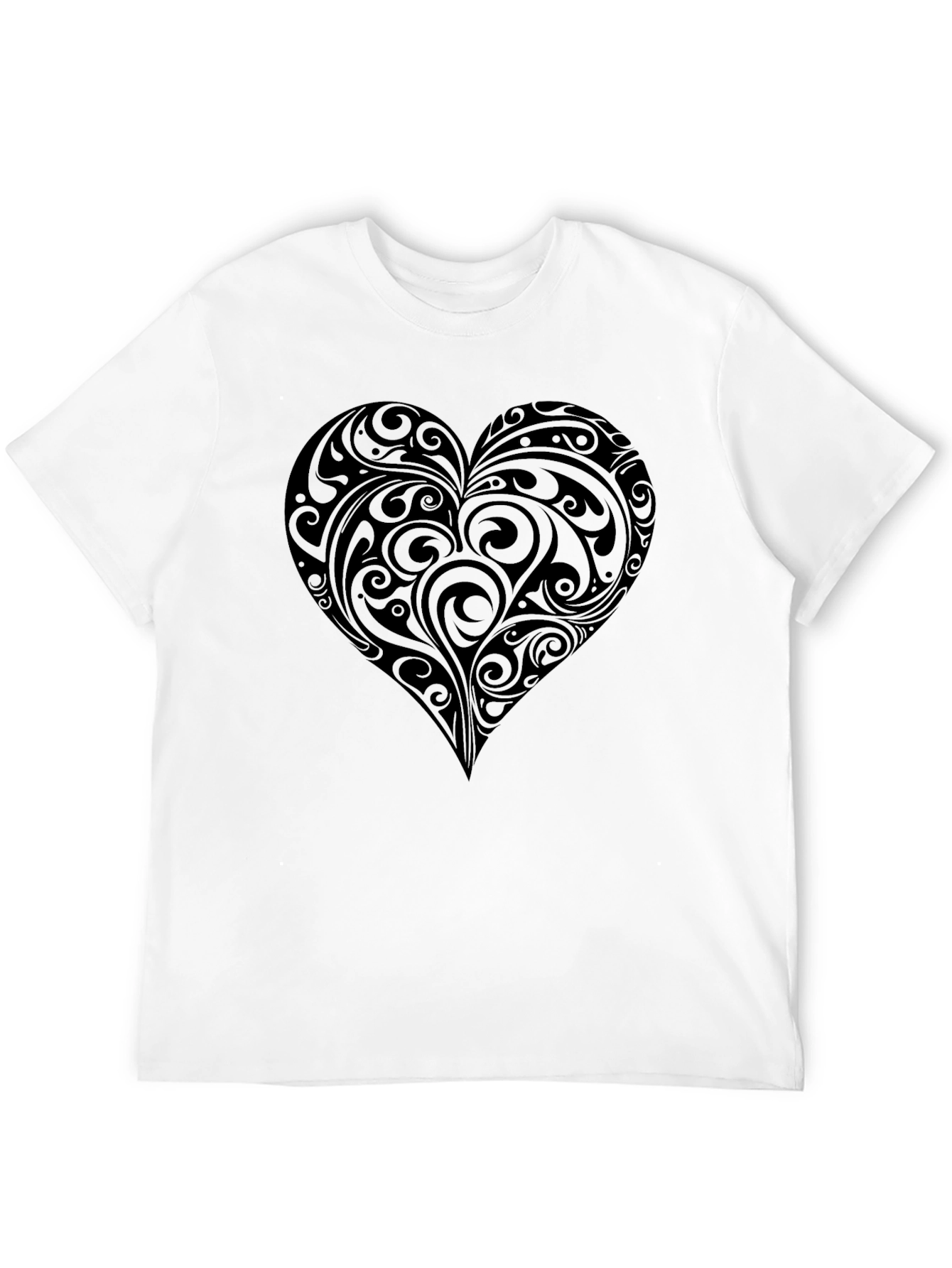 Heart Swirl Graphic Tee - Mens Black T-Shirt