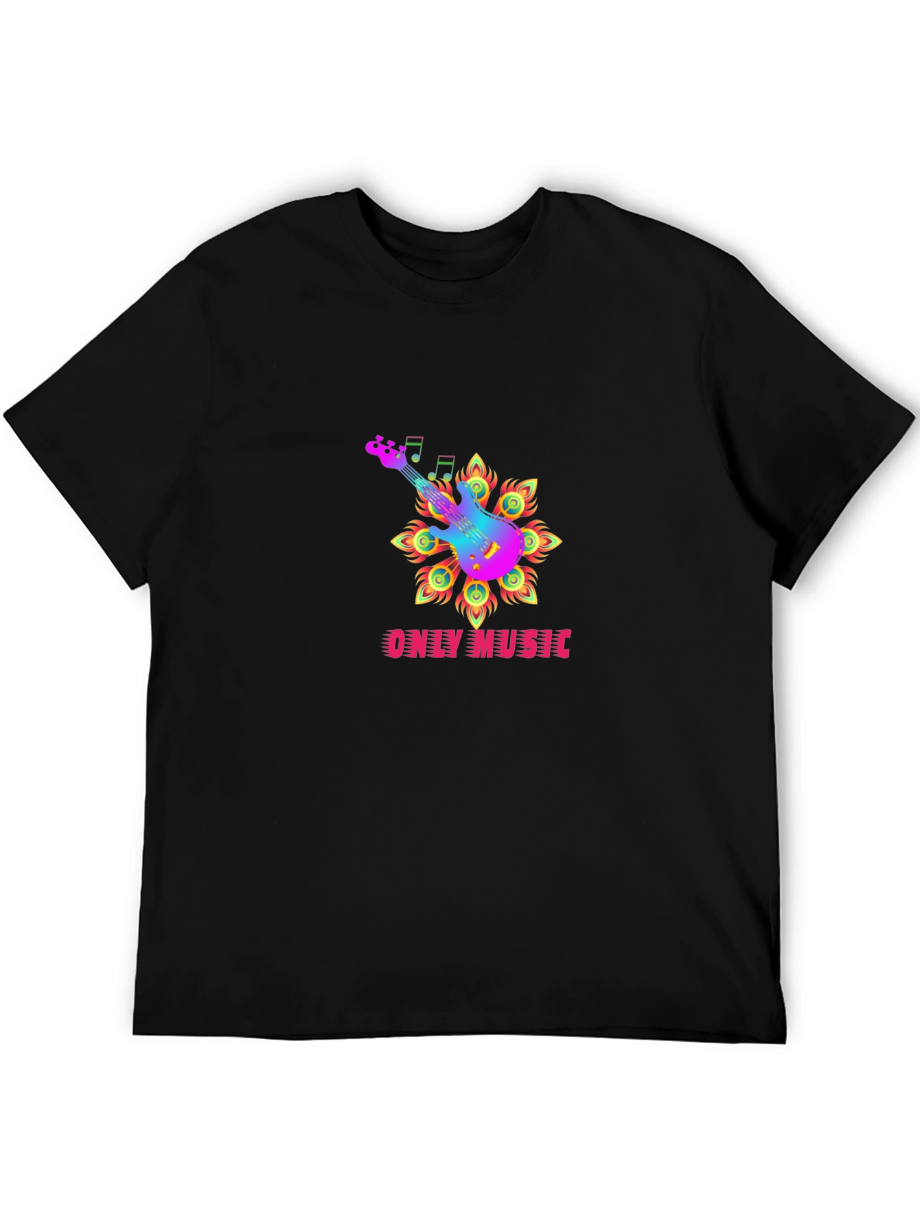 Only Music Black Graphic Tee - Guitar Design