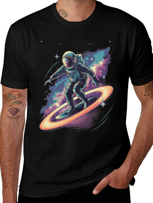Astronaut Surfing T-Shirt - Space Galaxy Design