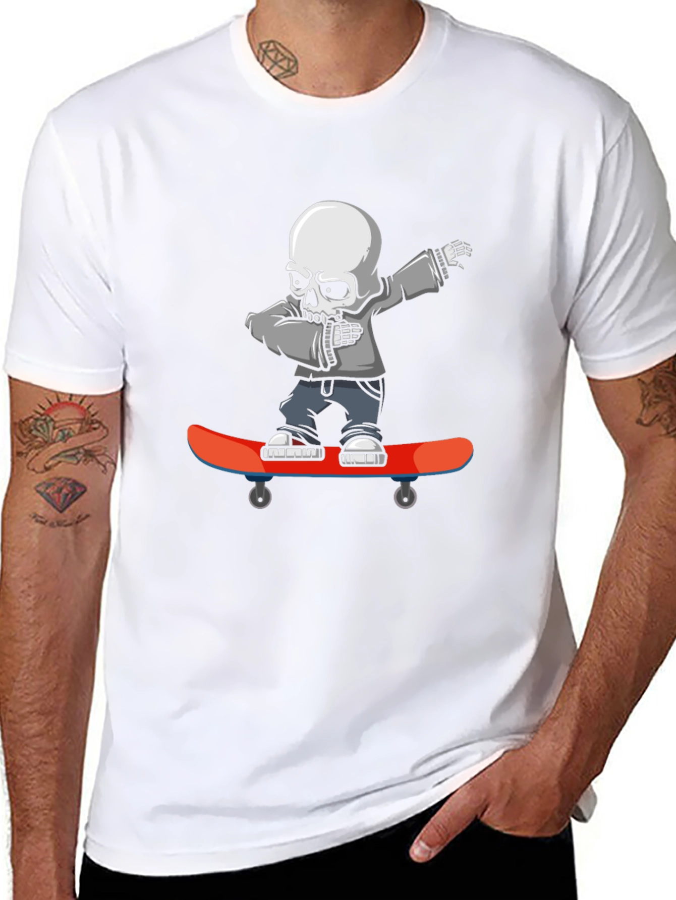 Skateboard Skeleton Graphic T-Shirt