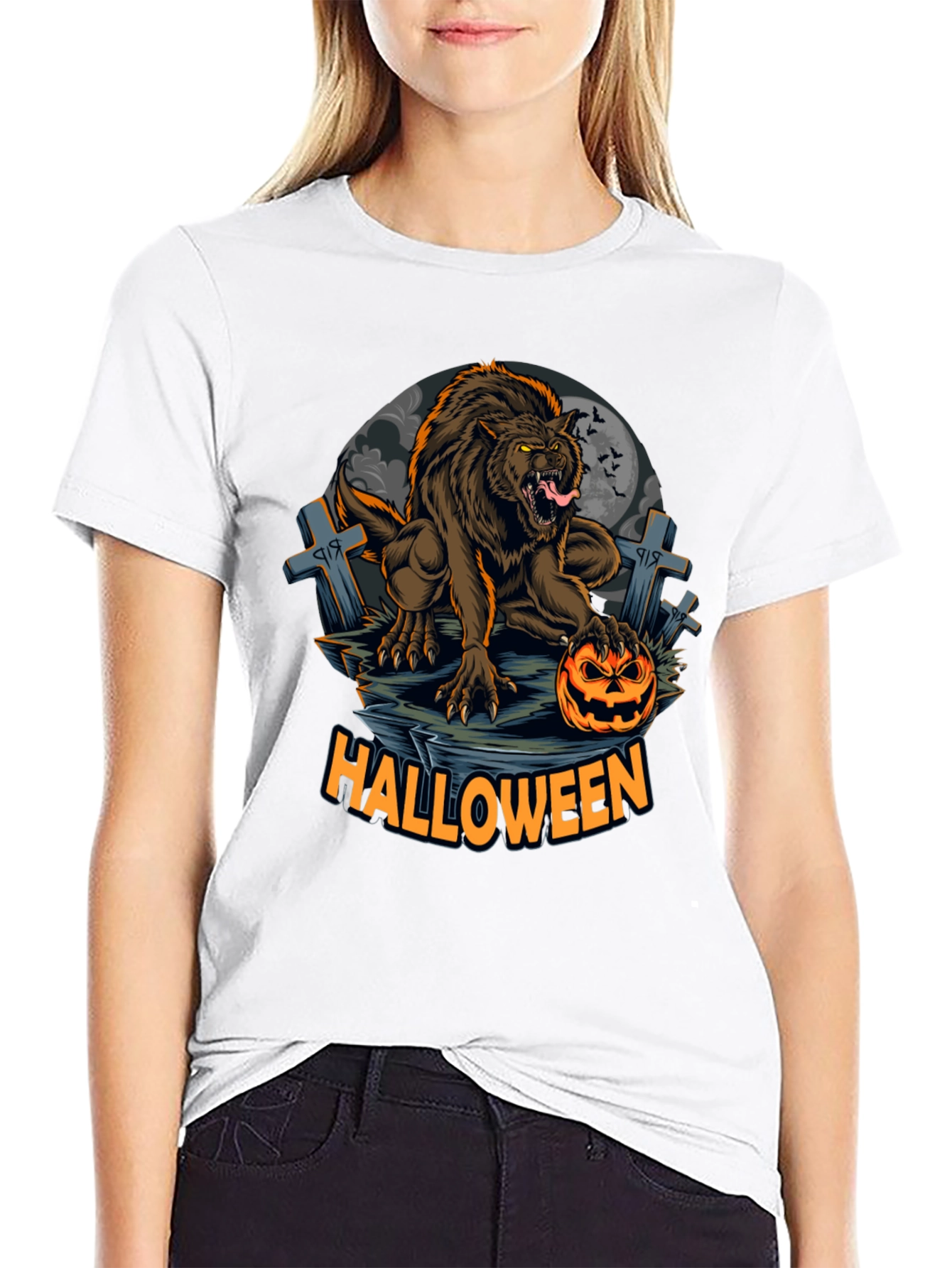 Halloween Werewolf Graphic T-Shirt